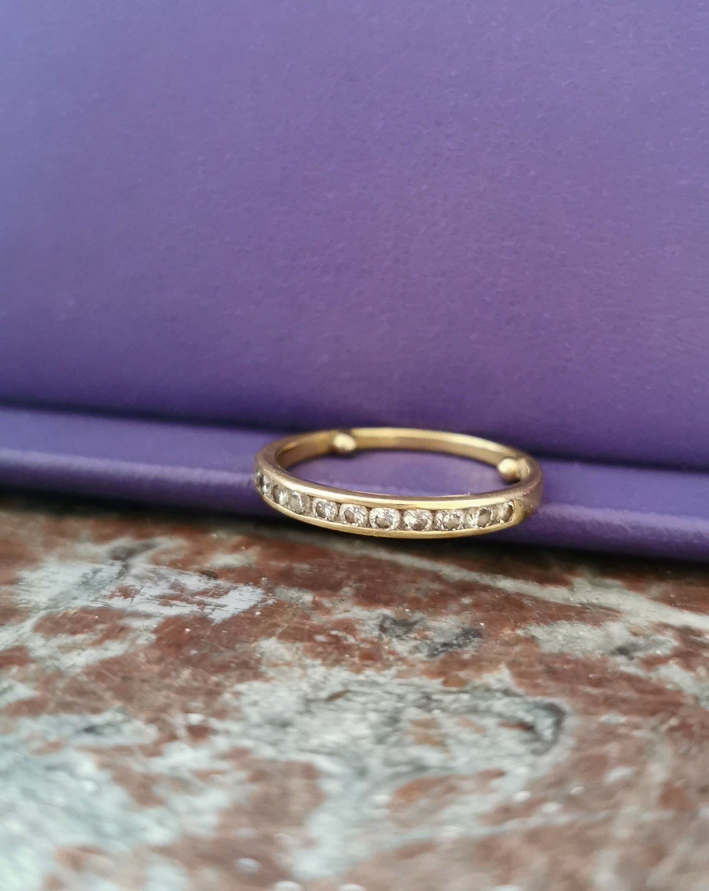 18 ct Half Eternity Gold and Diamond ring Antique 18 k diamond ring Vintage Half eternity ring diamond and gold promise ring Wedding ring