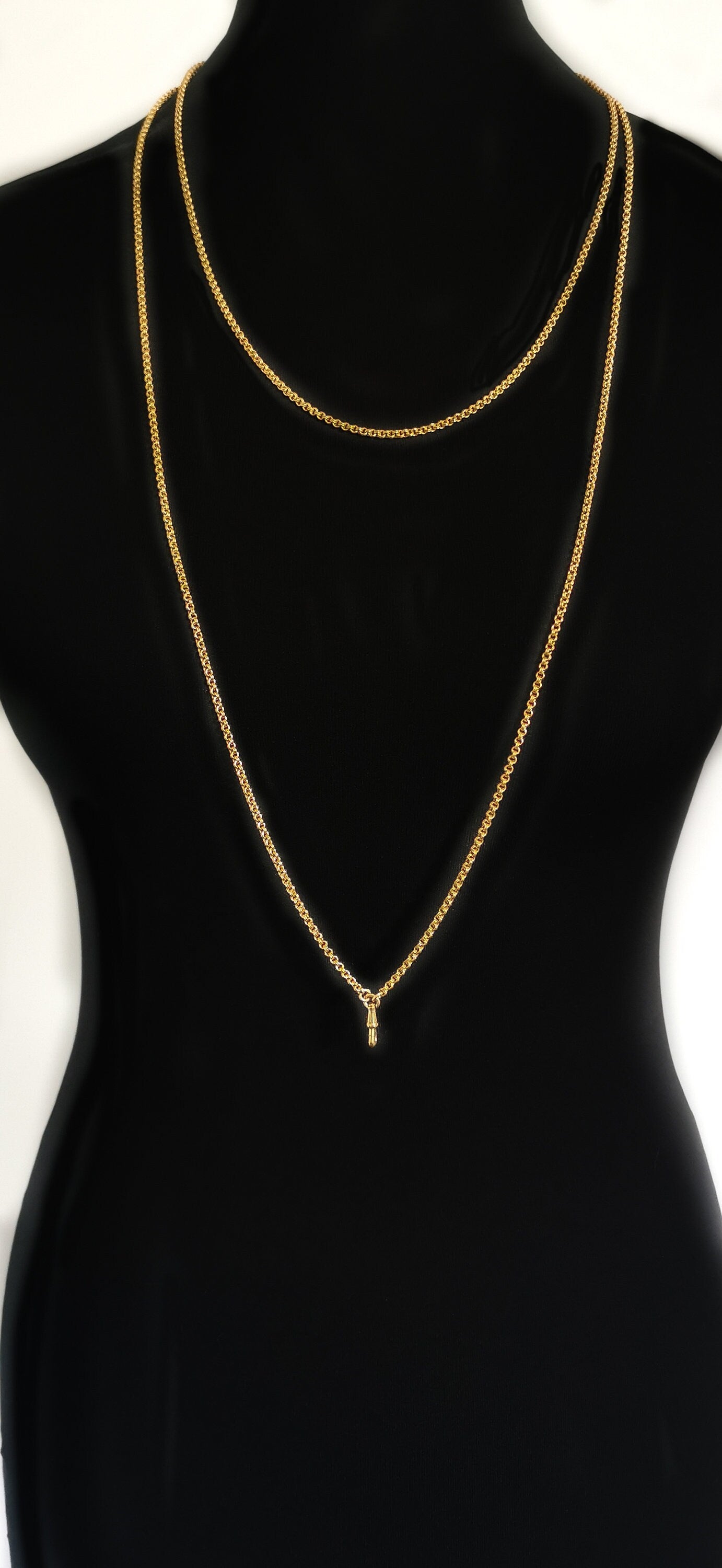 59" Victorian 23.55g 18K Gold Necklace Antique XIX Victorian Longuard Chain Antique Long Gold chain gift for her 150cm Gold Longuard chain
