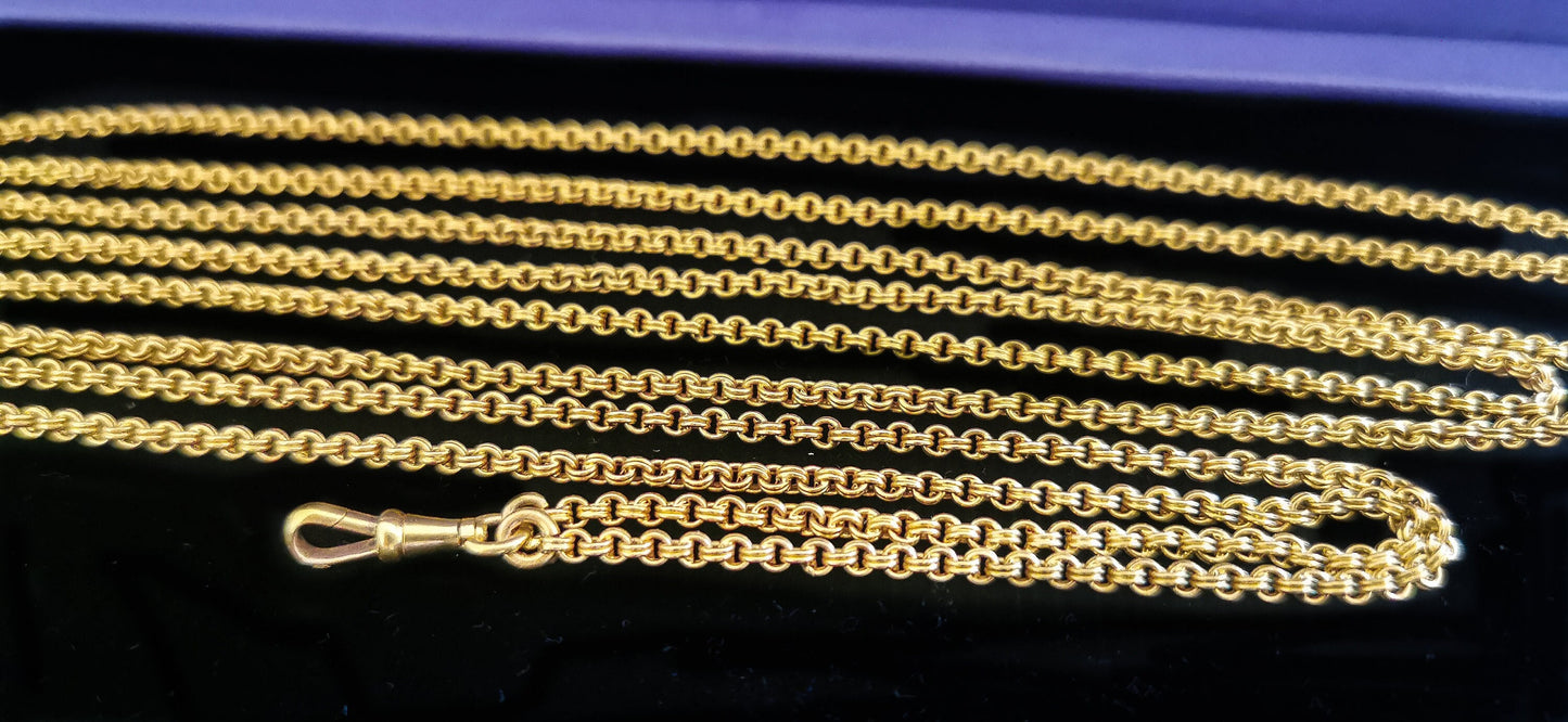 59" Victorian 23.55g 18K Gold Necklace Antique XIX Victorian Longuard Chain Antique Long Gold chain gift for her 150cm Gold Longuard chain