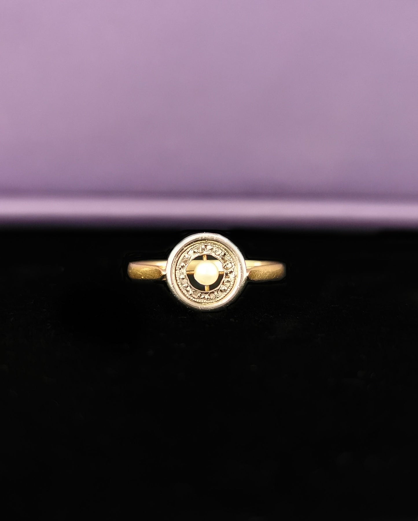 1900 Antique Ring French Edwardian 18 ct Gold and Baroque Pearl and diamond cluster ring Antique Engagement French Diamond and pearl Ring