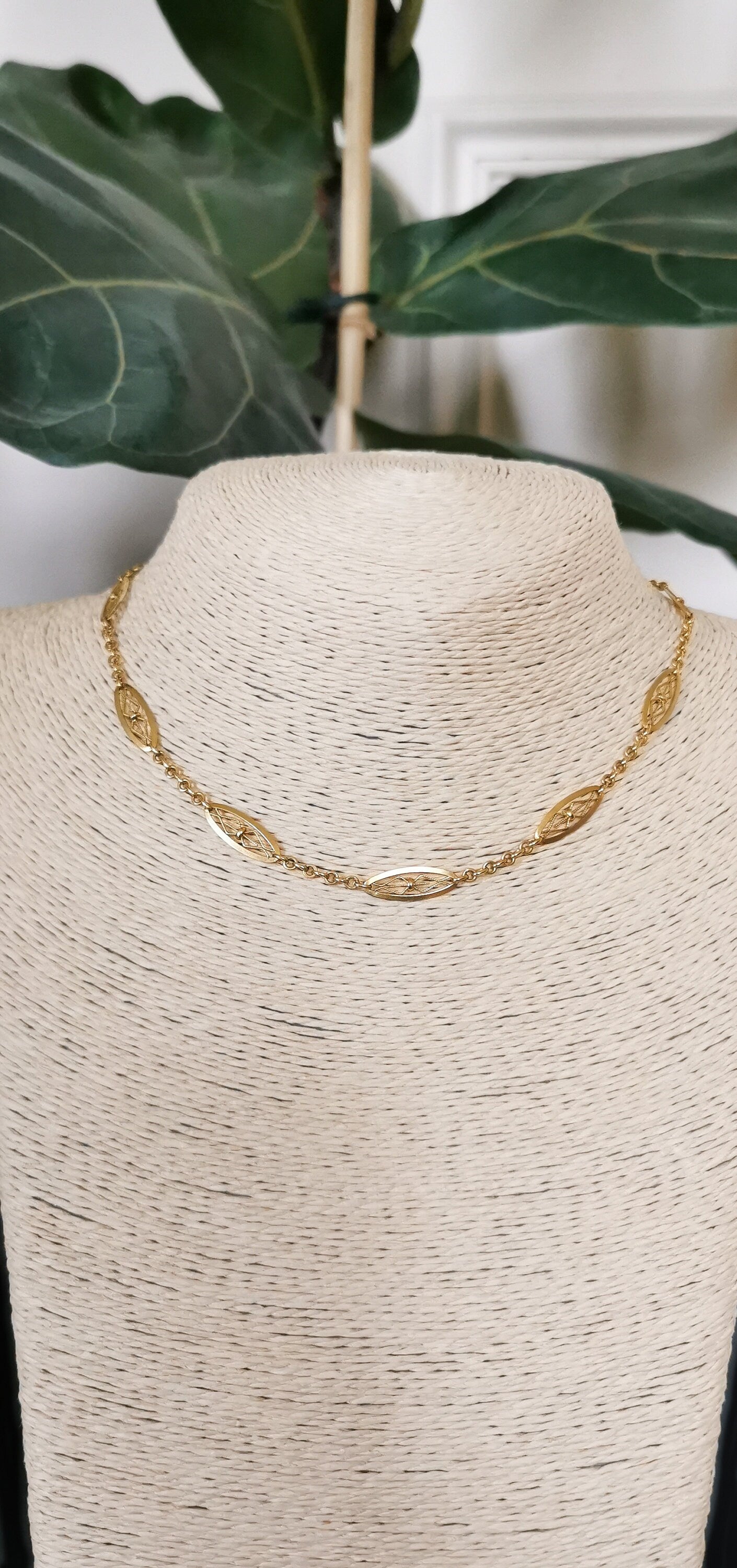 18ct 1880-1900 Antique French Napoleon III Gold Necklace 18 ct yellow gold French Filigree chain Victorian Necklace Gold chain gift for her