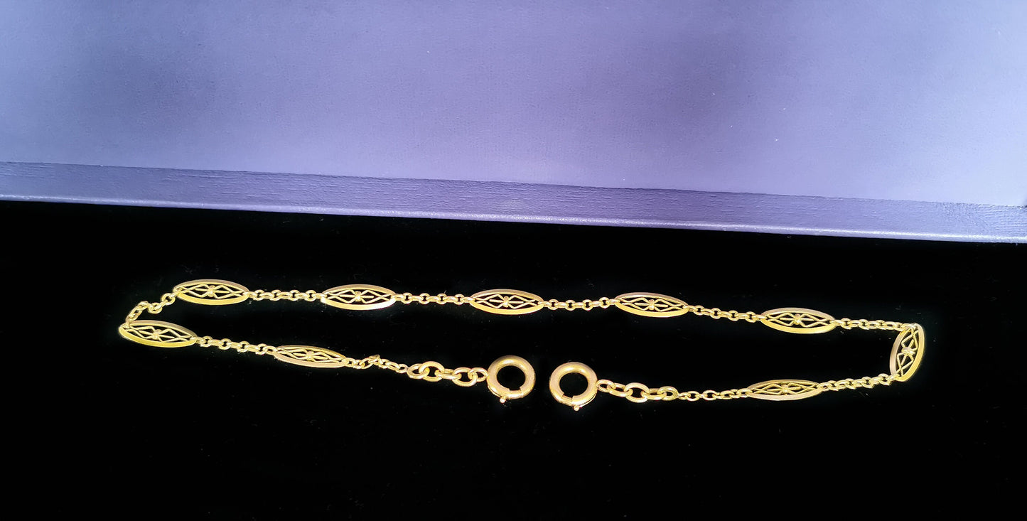 18ct 1880-1900 Antique French Napoleon III Gold Necklace 18 ct yellow gold French Filigree chain Victorian Necklace Gold chain gift for her
