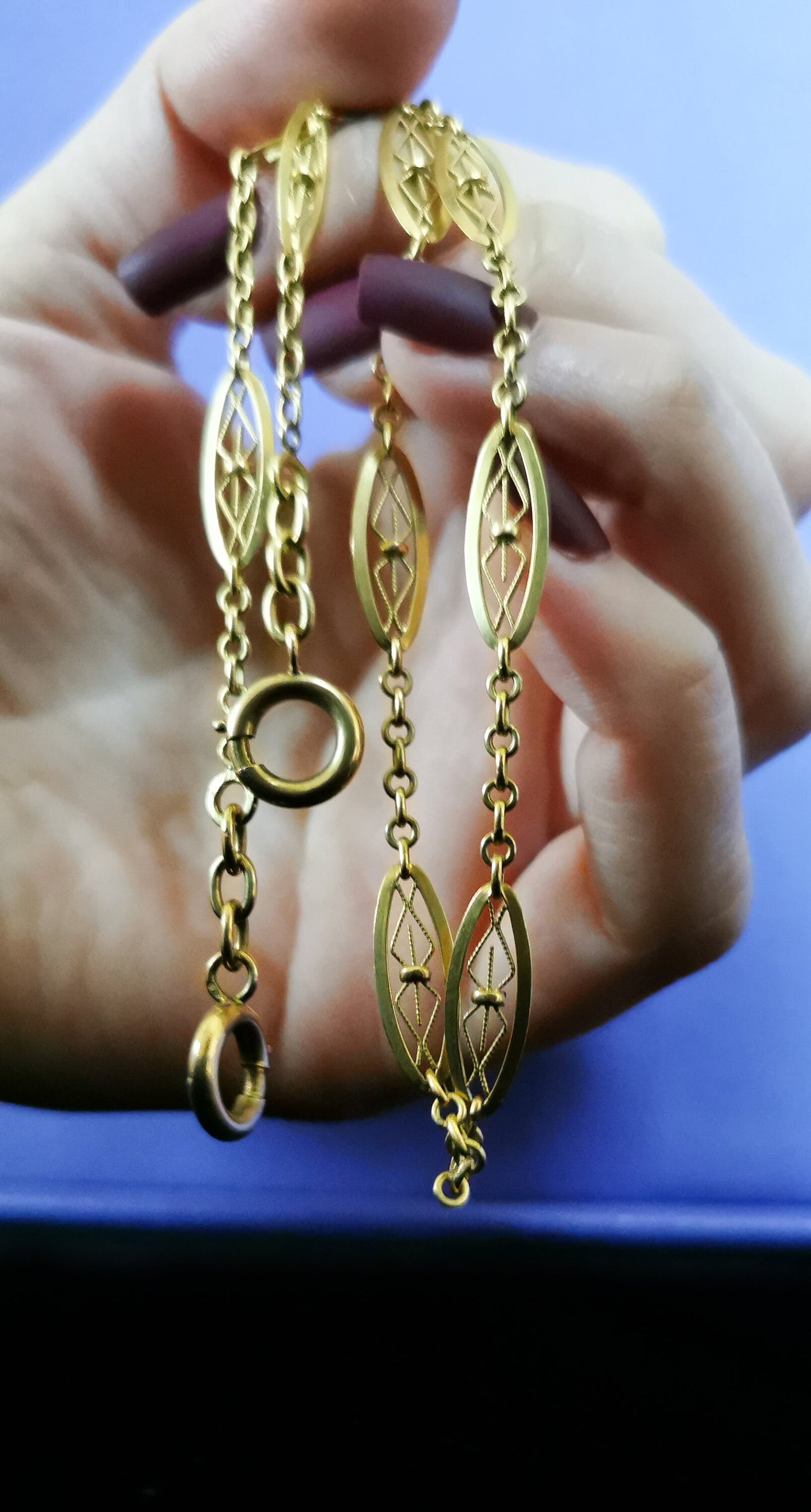 18ct 1880-1900 Antique French Napoleon III Gold Necklace 18 ct yellow gold French Filigree chain Victorian Necklace Gold chain gift for her