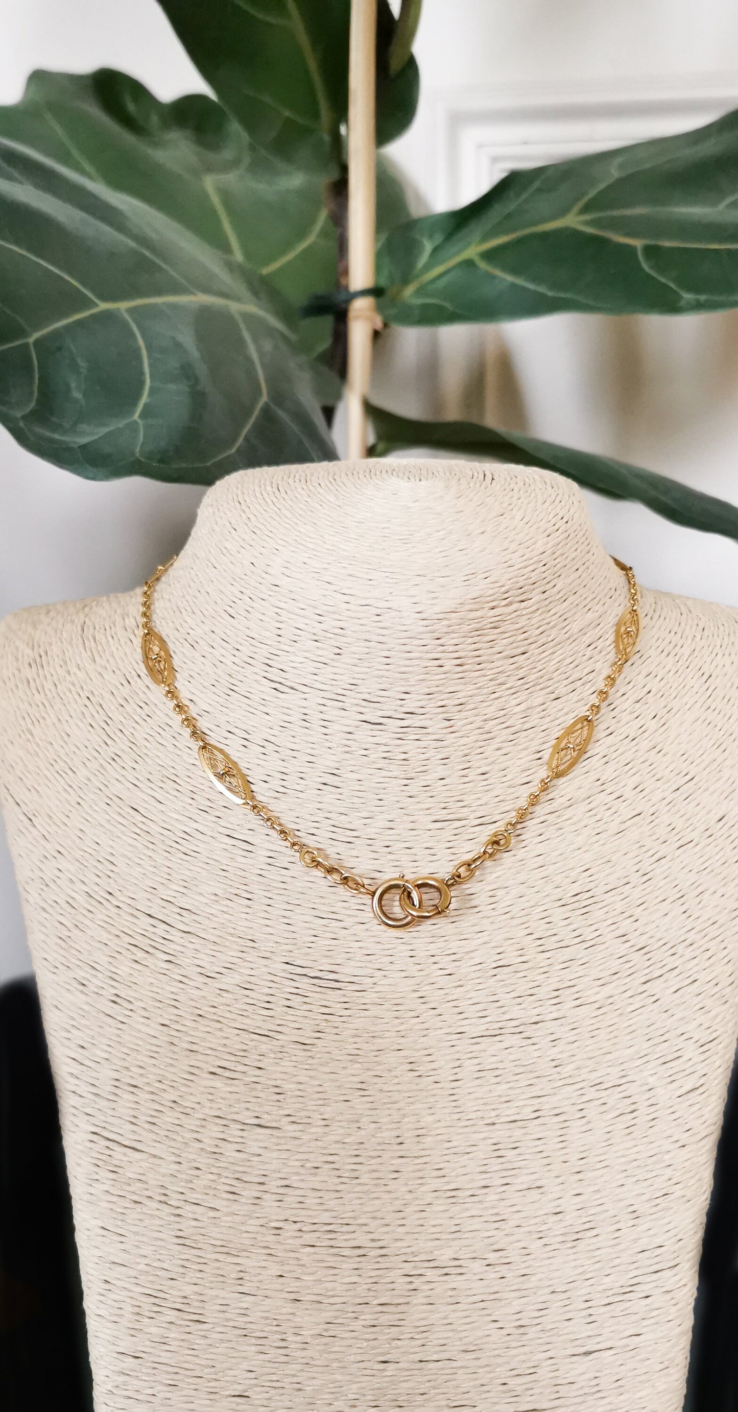 18ct 1880-1900 Antique French Napoleon III Gold Necklace 18 ct yellow gold French Filigree chain Victorian Necklace Gold chain gift for her