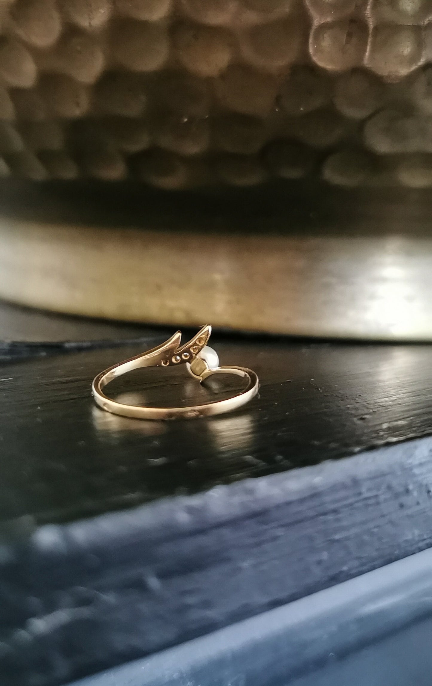 18ct Diamond Pearl Gold Ring Vintage Diamond Ring French 18ct gold Diamond and Pearl ring Gold diamond Engagement ring Pearl