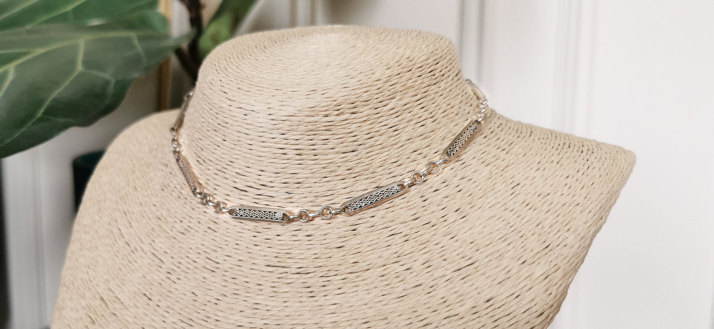 1920's Art Deco Chain Silver Double bracelet Antique French Albert Watch Chain gift for her