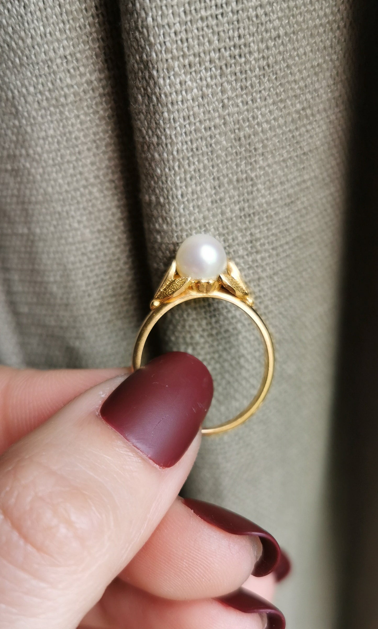 18K Antique 1900s Pearl Ring Edwardian Pearl Ring