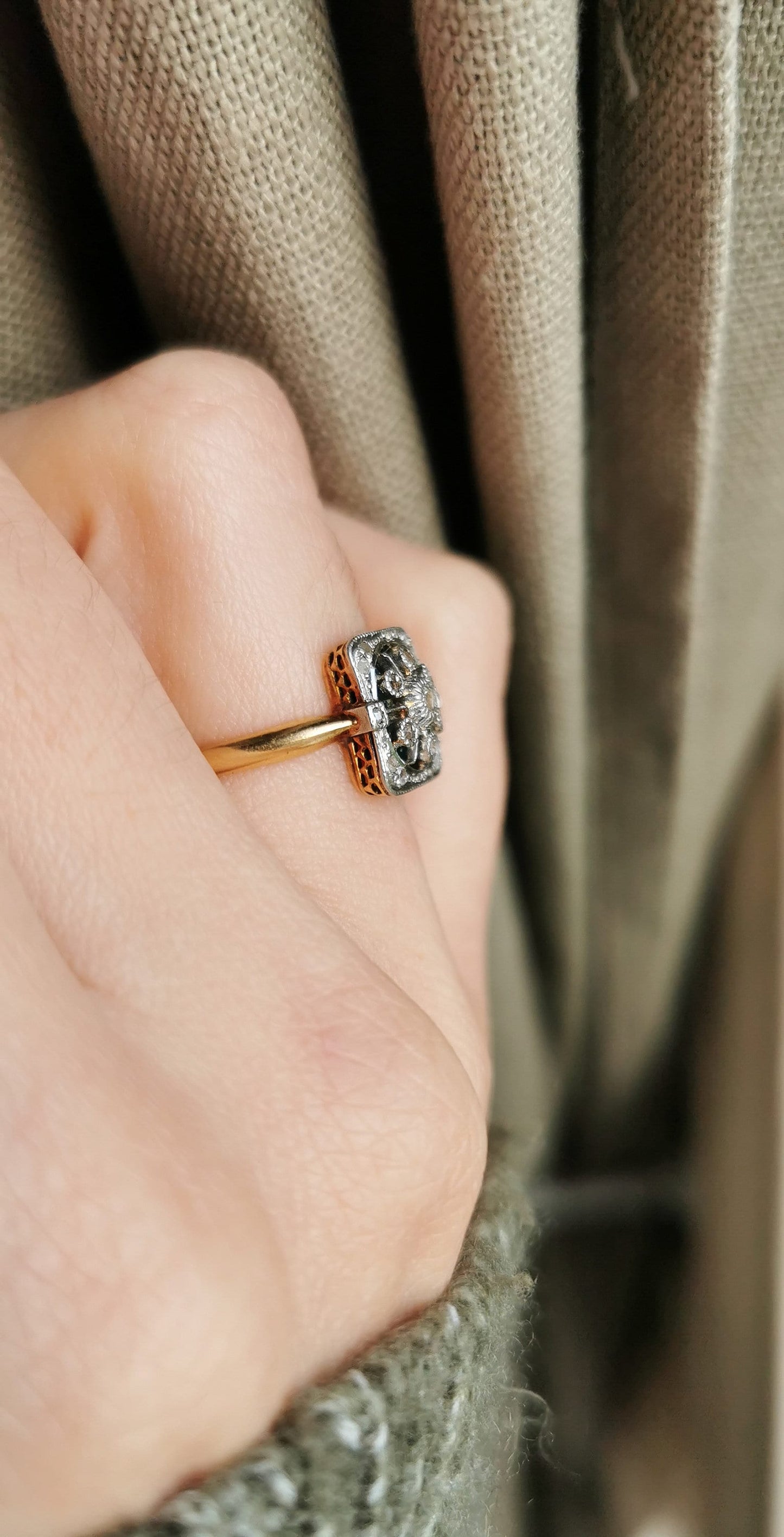 Antique 18ct gold and Diamond Ring Antique Art deco  Ring 1930s Antique Ring 18k Engagement Ring Anniversary Ring Wedding Ring