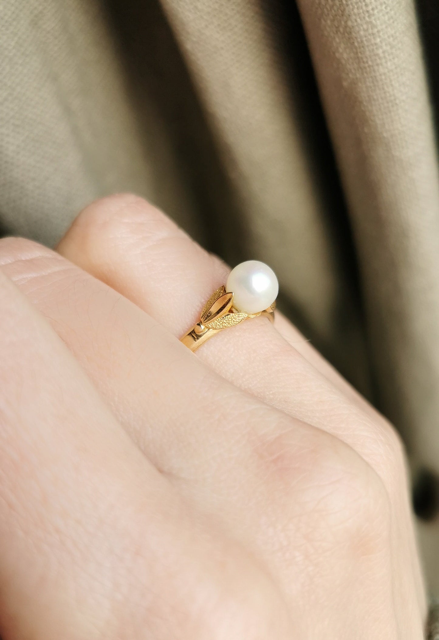18K Antique 1900s Pearl Ring Edwardian Pearl Ring