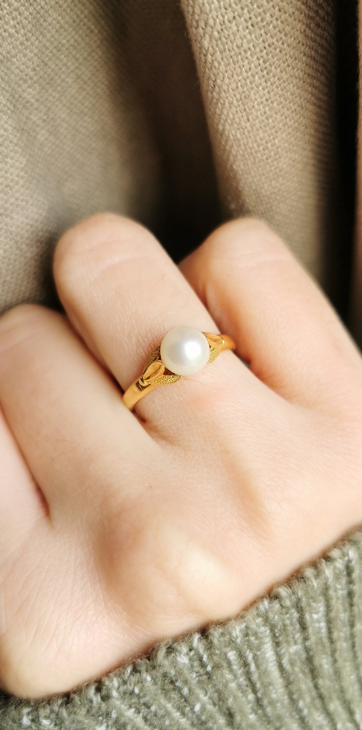 18K Antique 1900s Pearl Ring Edwardian Pearl Ring