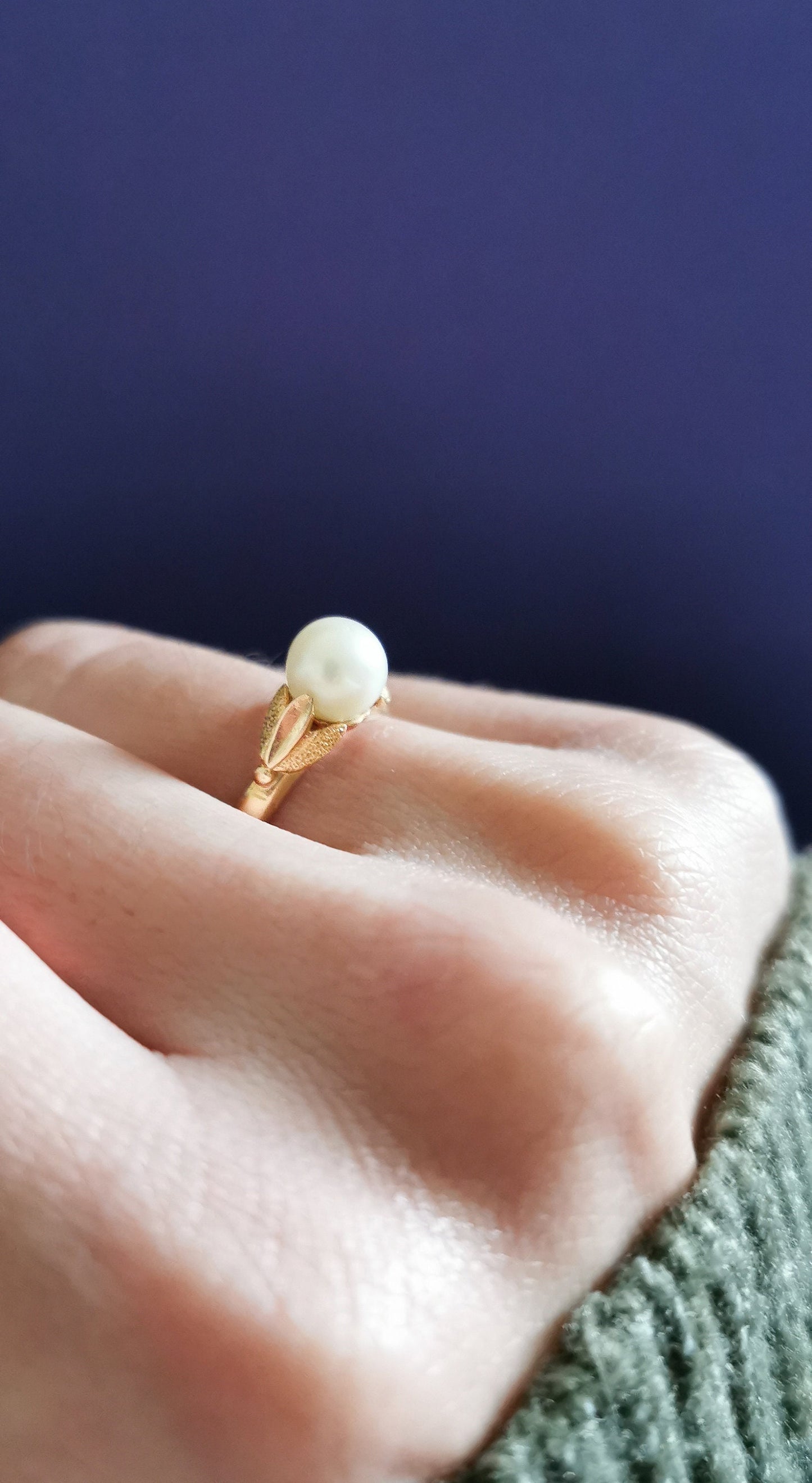 18K Antique 1900s Pearl Ring Edwardian Pearl Ring