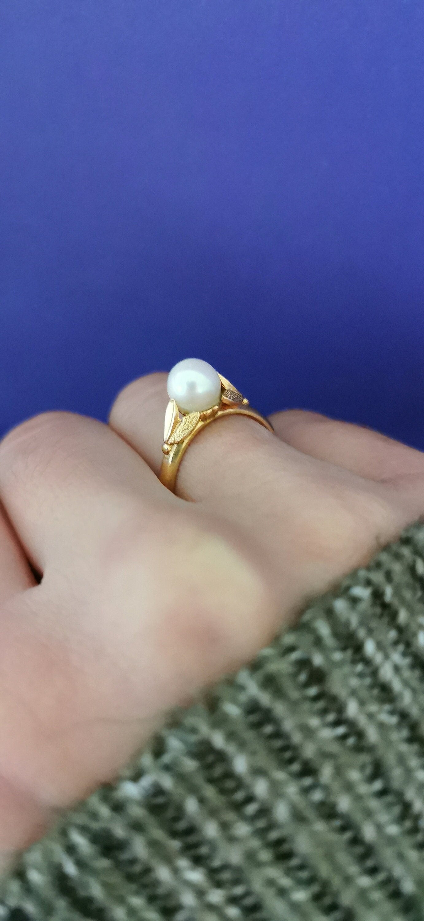 18K Antique 1900s Pearl Ring Edwardian Pearl Ring