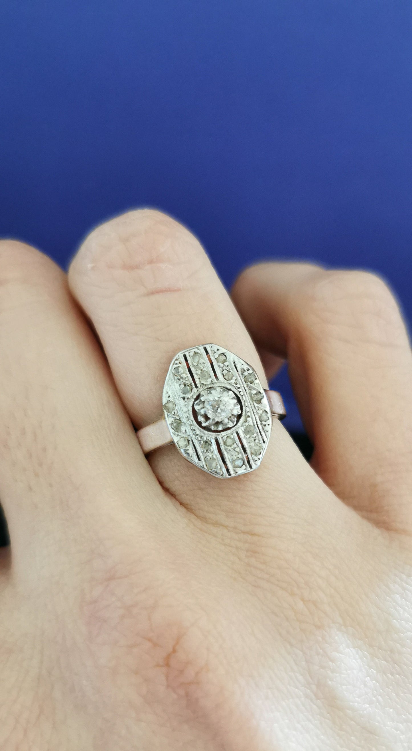 18K Diamond Art Deco Ring 18ct white gold and diamond ring Antique 18K Diamond Ring Gold and Diamond Engagement Ring Gift for Her