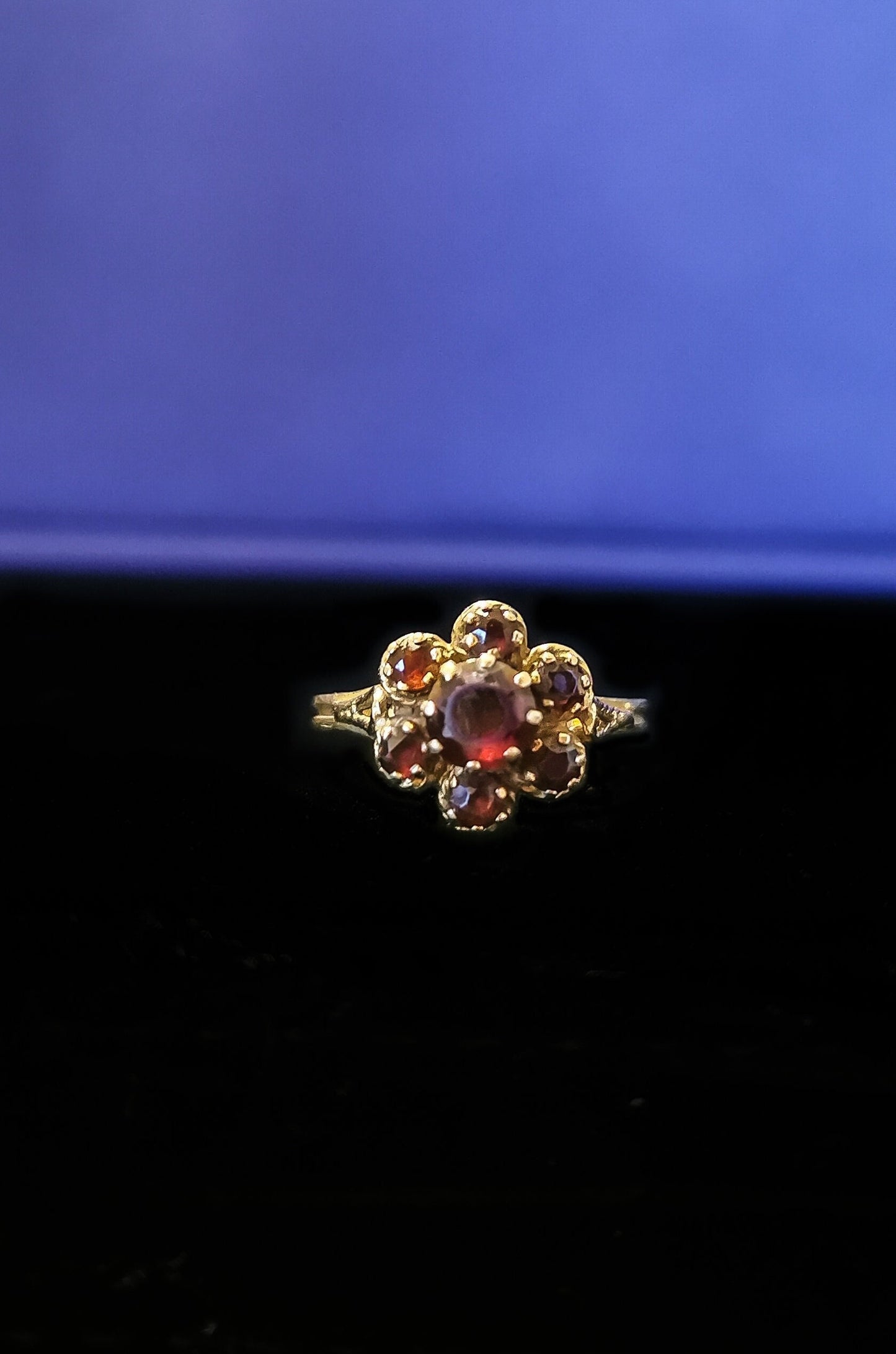 Antique 14ct Gold fire Red Garnet Ring Vintage Cluster Ring Gold Garnet Ring Anniversary Ring Edwardian Garnet Ring Victorian cluster ring