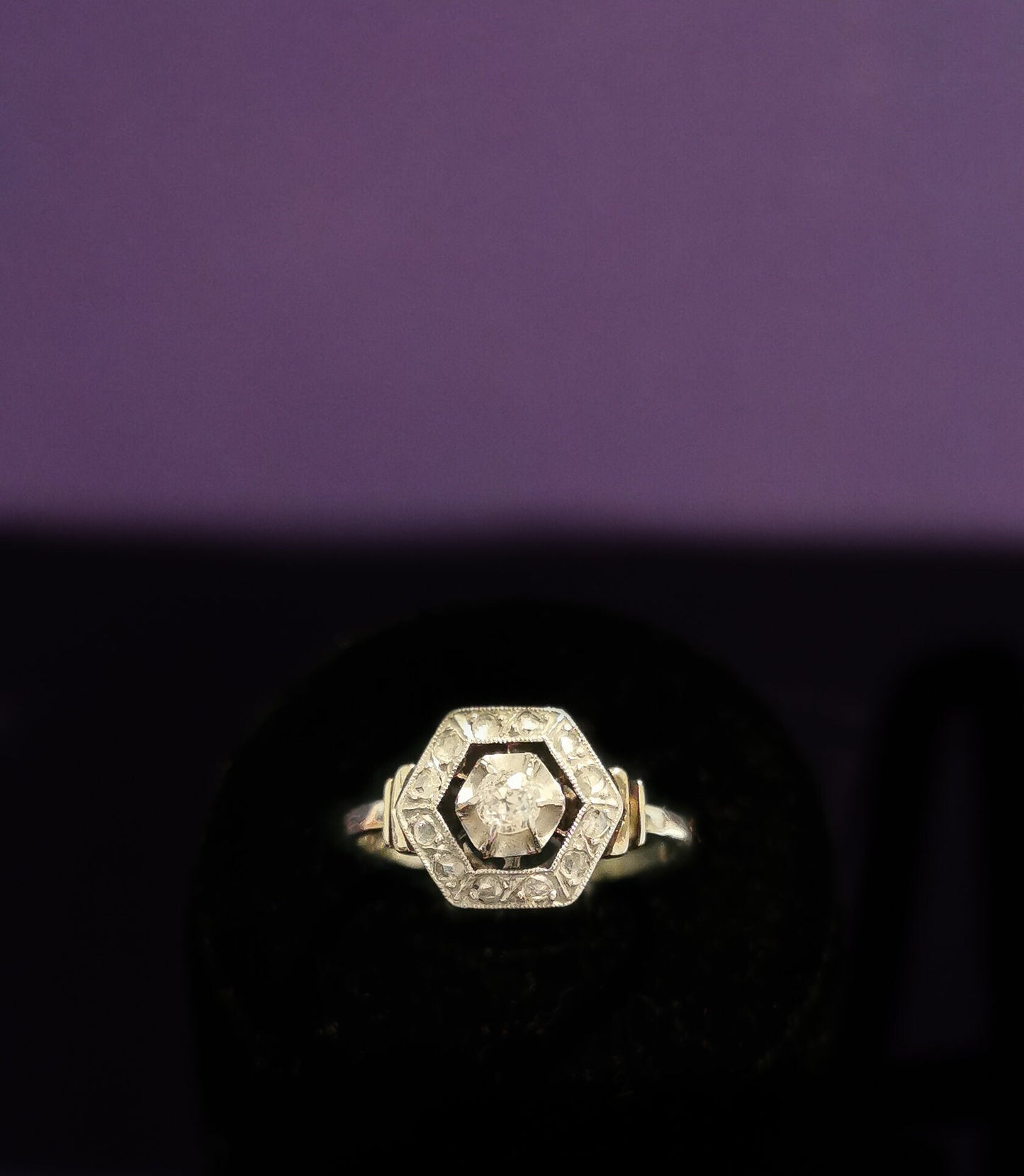 18K Diamond Art Deco French Ring 18ct white gold and diamond ring Antique 18K Diamond Ring Gold and Diamond Engagement Ring Gift for Her