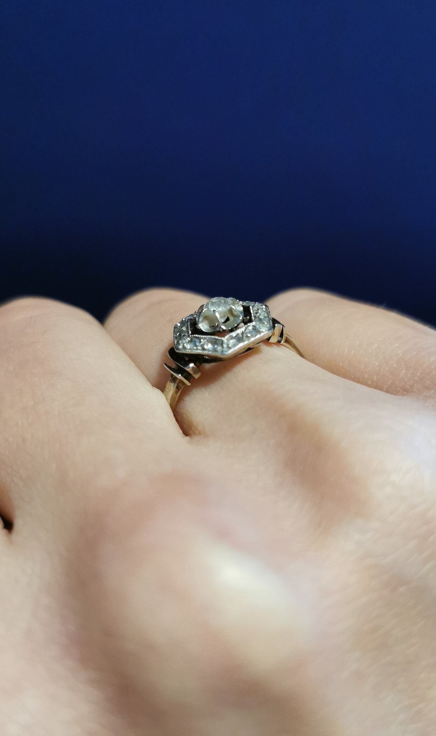 18K Diamond Art Deco French Ring 18ct white gold and diamond ring Antique 18K Diamond Ring Gold and Diamond Engagement Ring Gift for Her