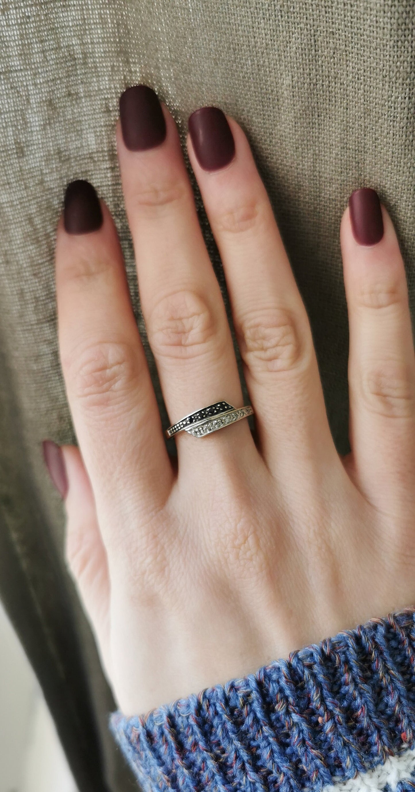 18K Black & White Diamond Gold ring Antique 18 k diamond ring Vintage diamond ring anniversary Ring Diamond ring gift for Her