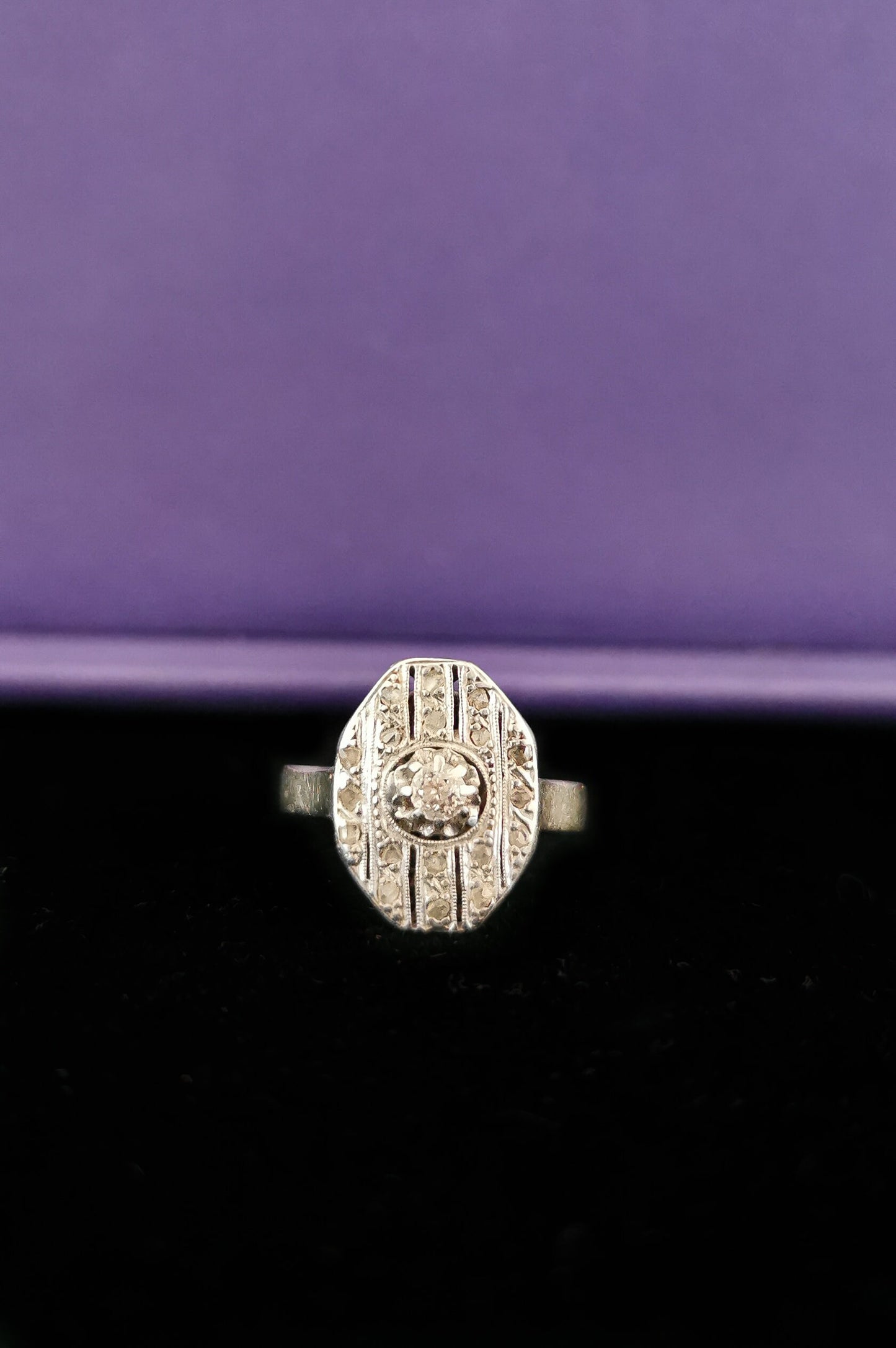 18K Diamond Art Deco Ring 18ct white gold and diamond ring Antique 18K Diamond Ring Gold and Diamond Engagement Ring Gift for Her