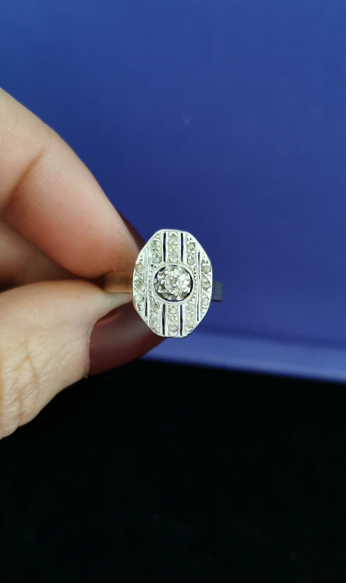 18K Diamond Art Deco Ring 18ct white gold and diamond ring Antique 18K Diamond Ring Gold and Diamond Engagement Ring Gift for Her