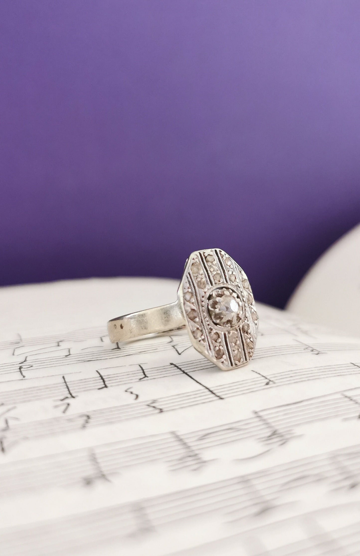 18K Diamond Art Deco Ring 18ct white gold and diamond ring Antique 18K Diamond Ring Gold and Diamond Engagement Ring Gift for Her