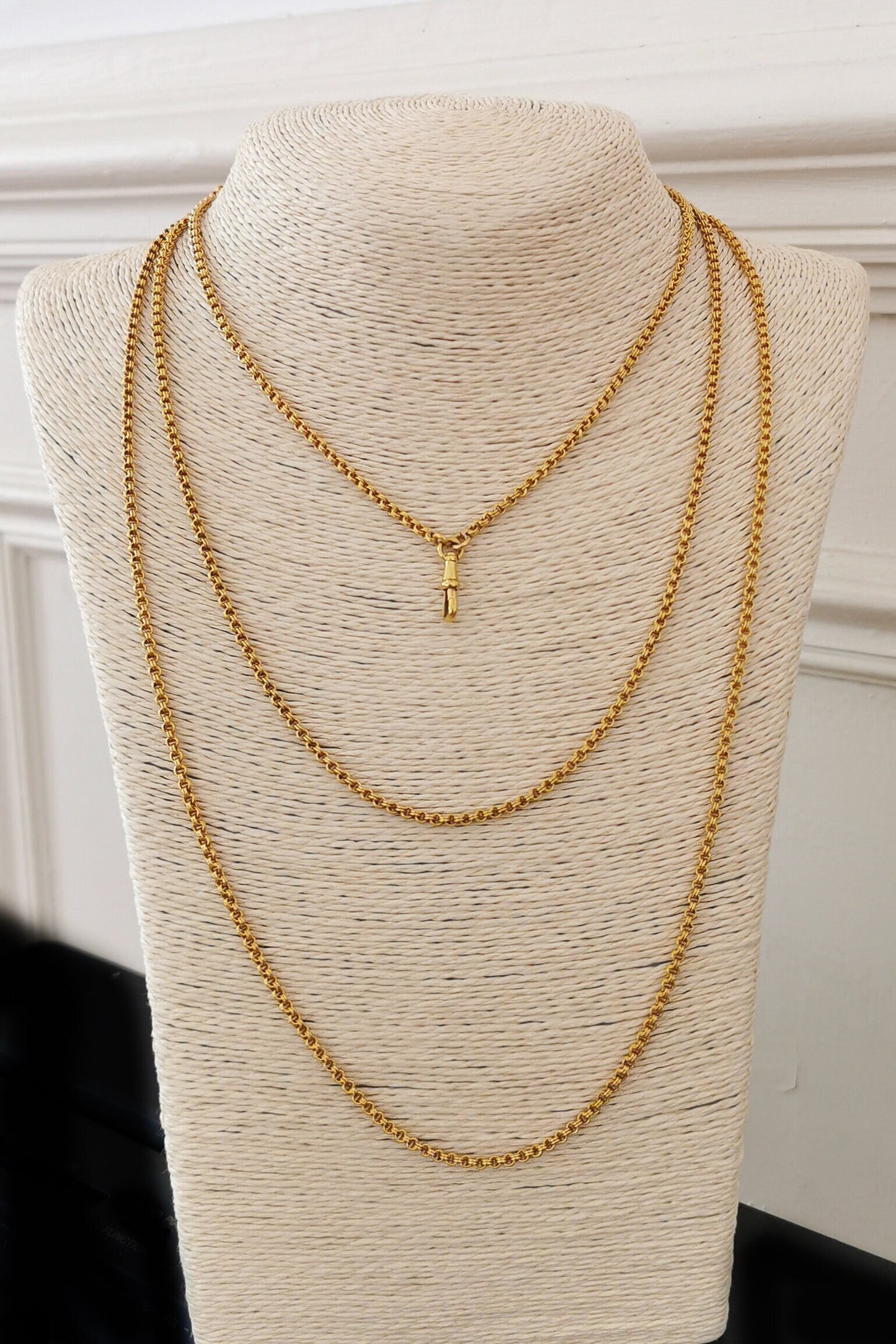 59" Victorian 23.55g 18K Gold Necklace Antique XIX Victorian Longuard Chain Antique Long Gold chain gift for her 150cm Gold Longuard chain