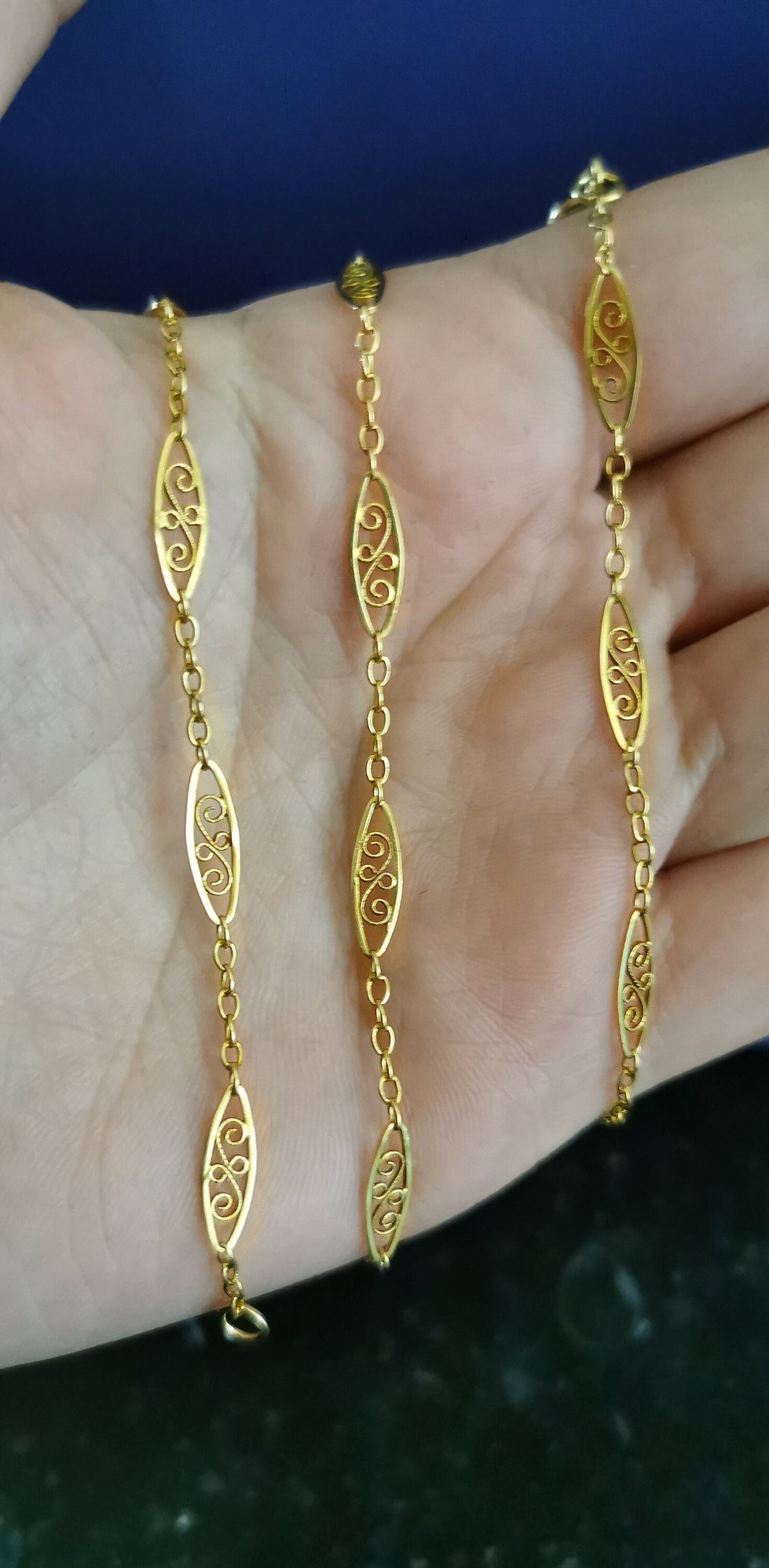 18ct 1900s Antique filigree chain Antique Filigree Necklace Art Nouveau Gold Filigree Necklace 1890 - 1900 Gold Chain gift for wife