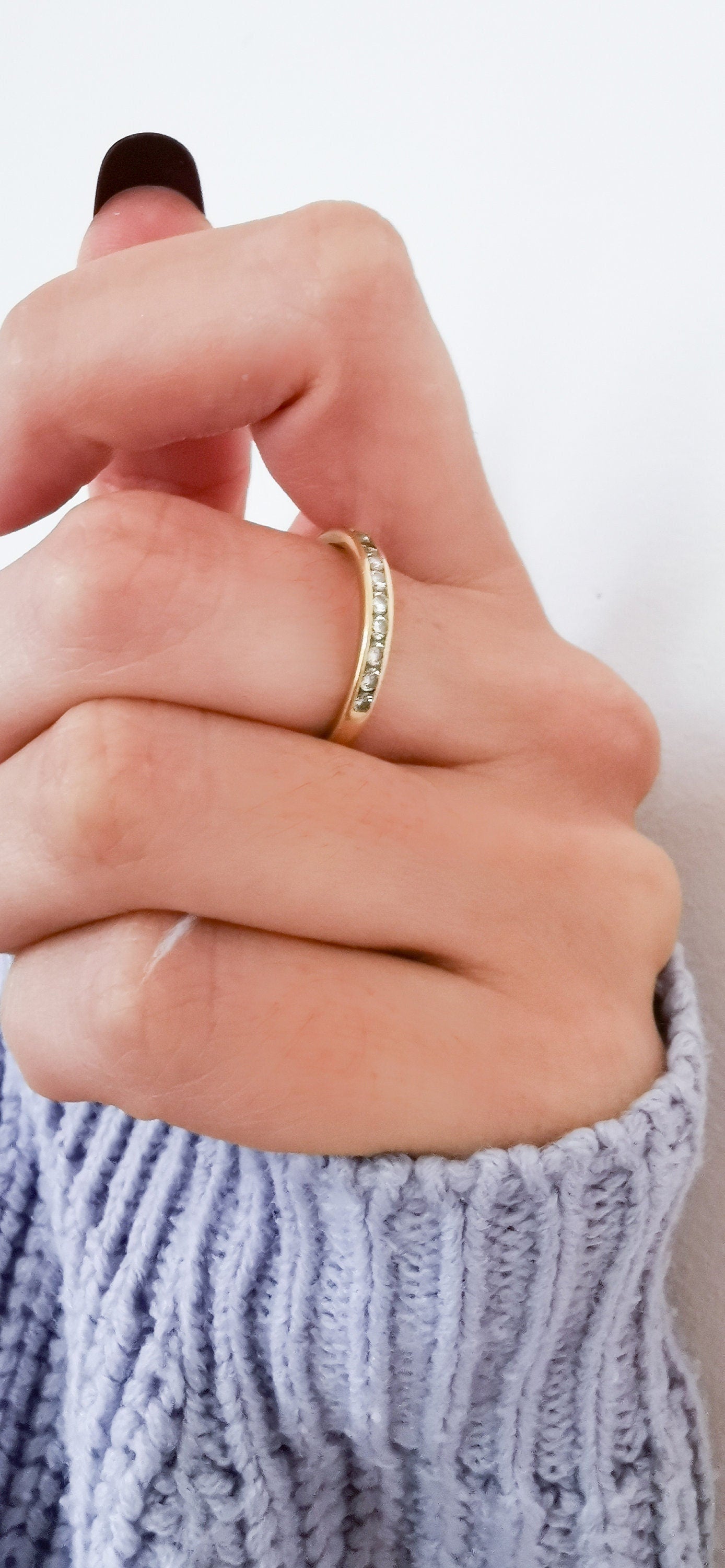 18 ct Half Eternity Gold and Diamond ring Antique 18 k diamond ring Vintage Half eternity ring diamond and gold promise ring Wedding ring