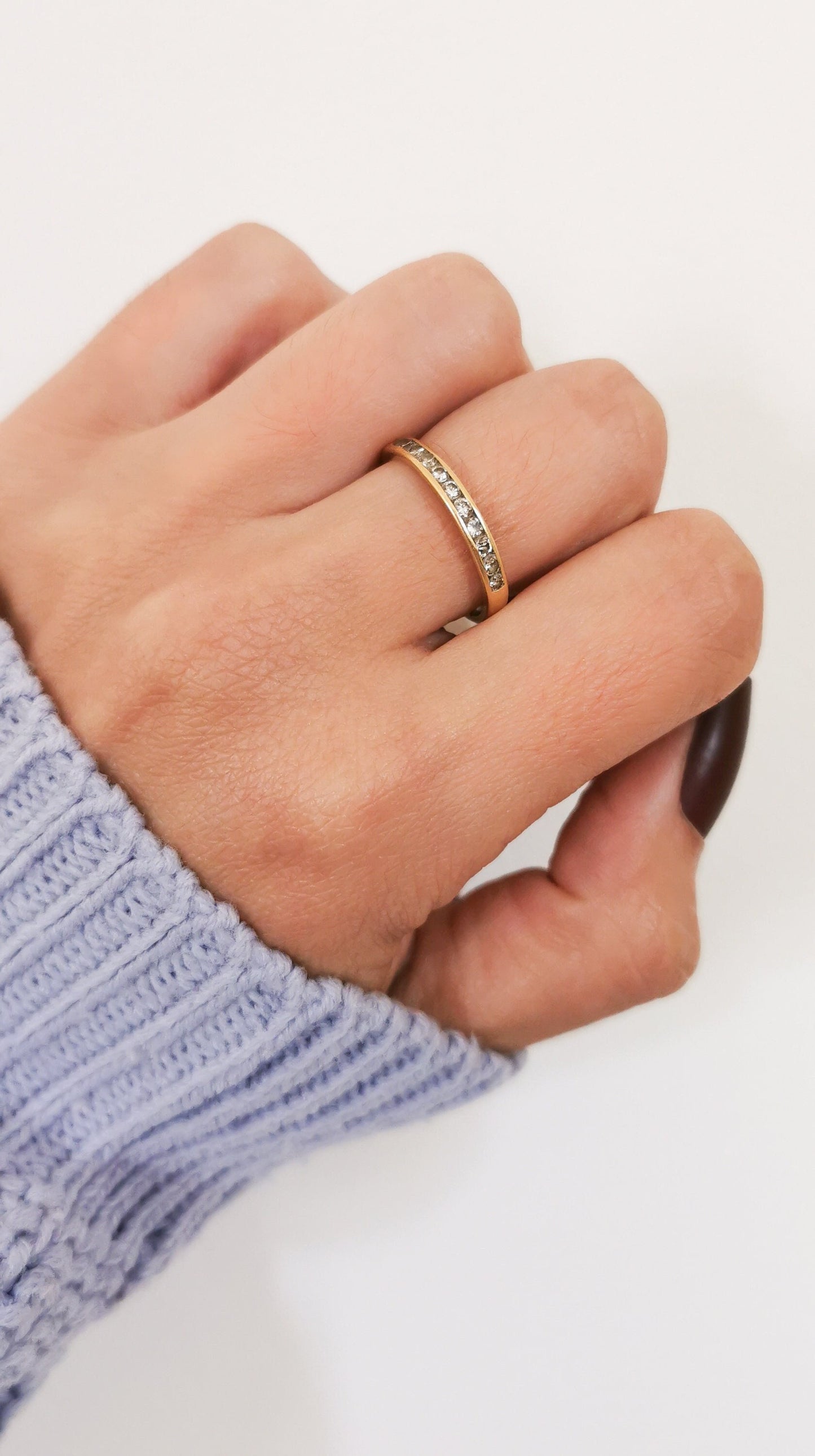 18 ct Half Eternity Gold and Diamond ring Antique 18 k diamond ring Vintage Half eternity ring diamond and gold promise ring Wedding ring