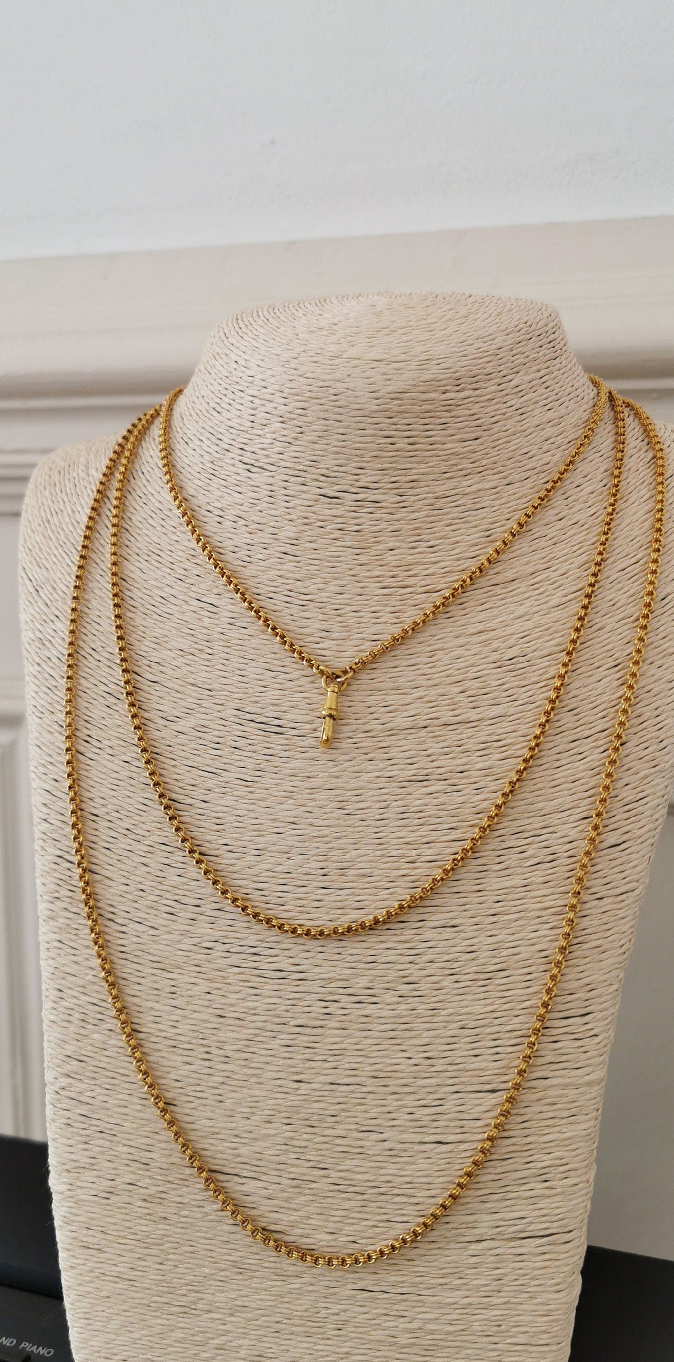59" Victorian 23.55g 18K Gold Necklace Antique XIX Victorian Longuard Chain Antique Long Gold chain gift for her 150cm Gold Longuard chain