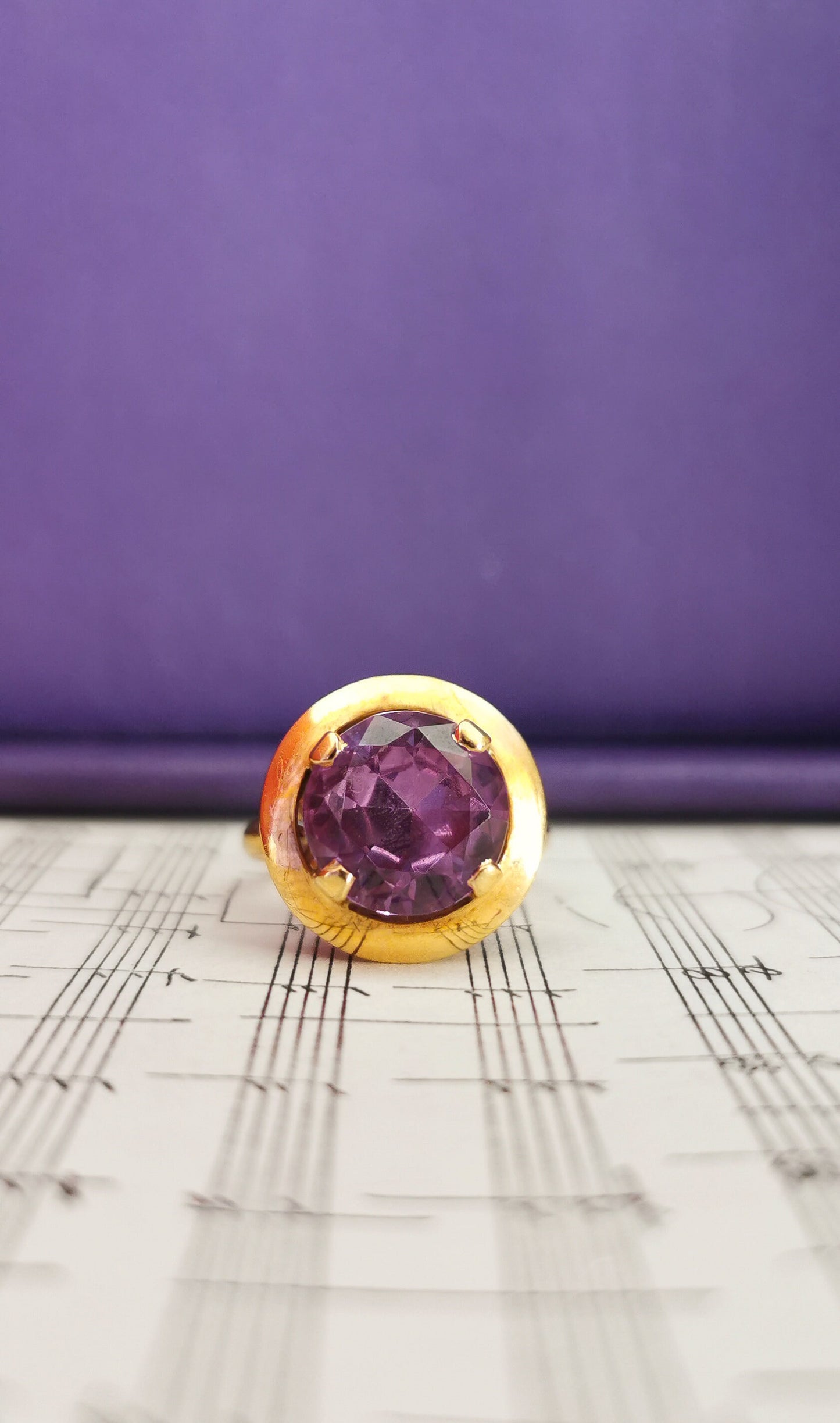18K Big Amethyst Cocktail  Ring French 18ct Gold Amethyst Ring Gold and Amethyst French Ring 18ct Amethust Ring Gift for Her