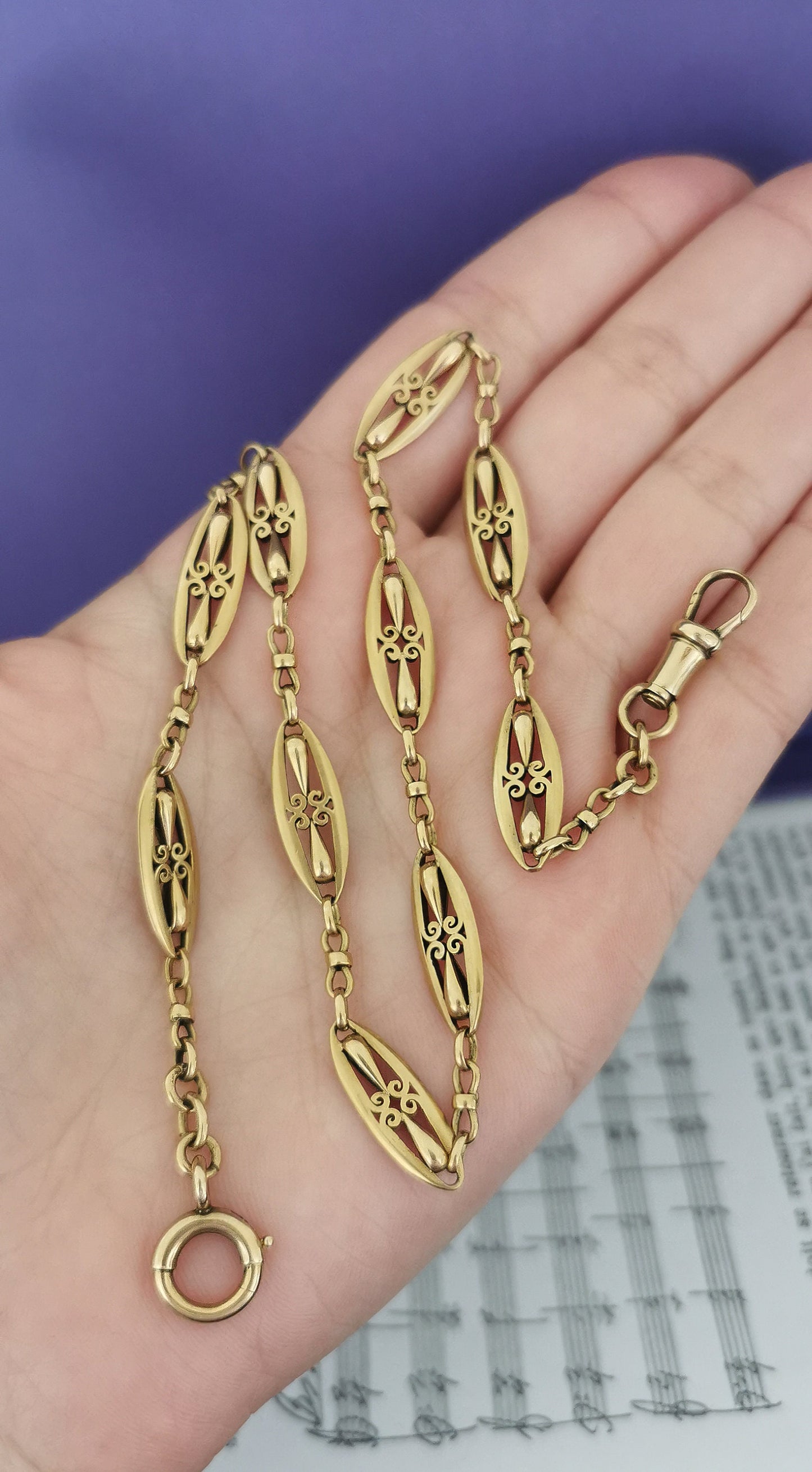 20.6g 18K Gold Chain Edwardian Antique Gold Chain Large Bolt 1900 Antique 18k Gold Watch Chain Antique Edwardian Gold Watch chain