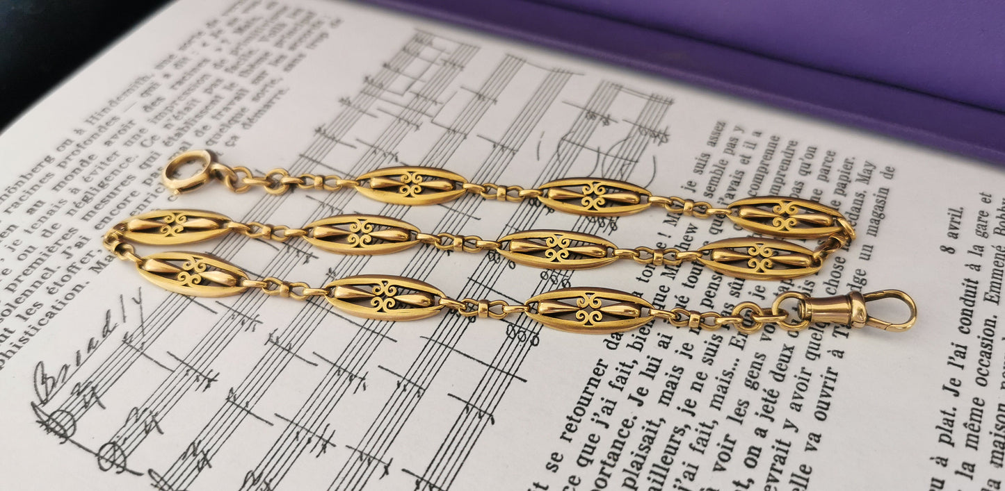 20.6g 18K Gold Chain Edwardian Antique Gold Chain Large Bolt 1900 Antique 18k Gold Watch Chain Antique Edwardian Gold Watch chain