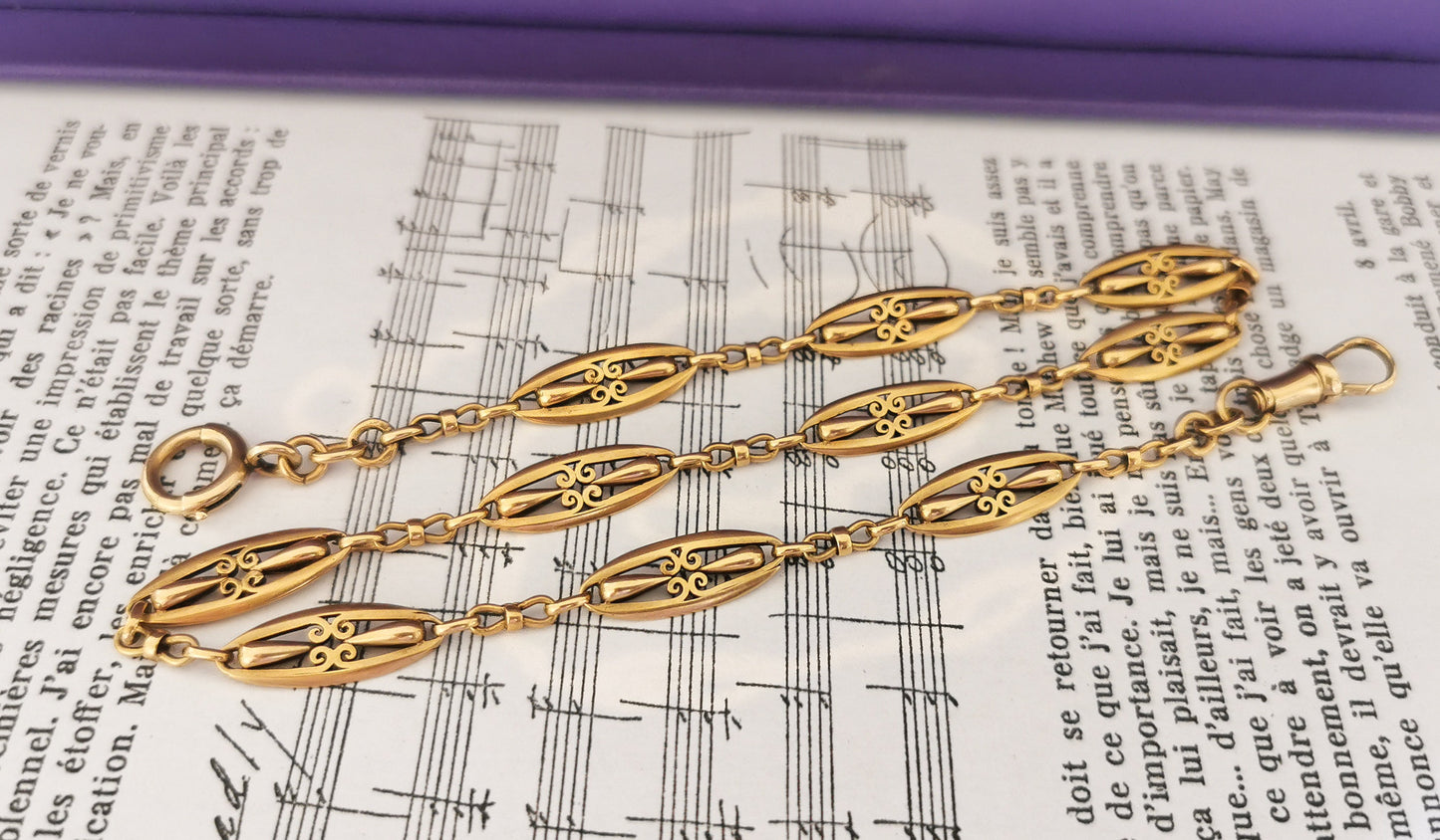 20.6g 18K Gold Chain Edwardian Antique Gold Chain Large Bolt 1900 Antique 18k Gold Watch Chain Antique Edwardian Gold Watch chain