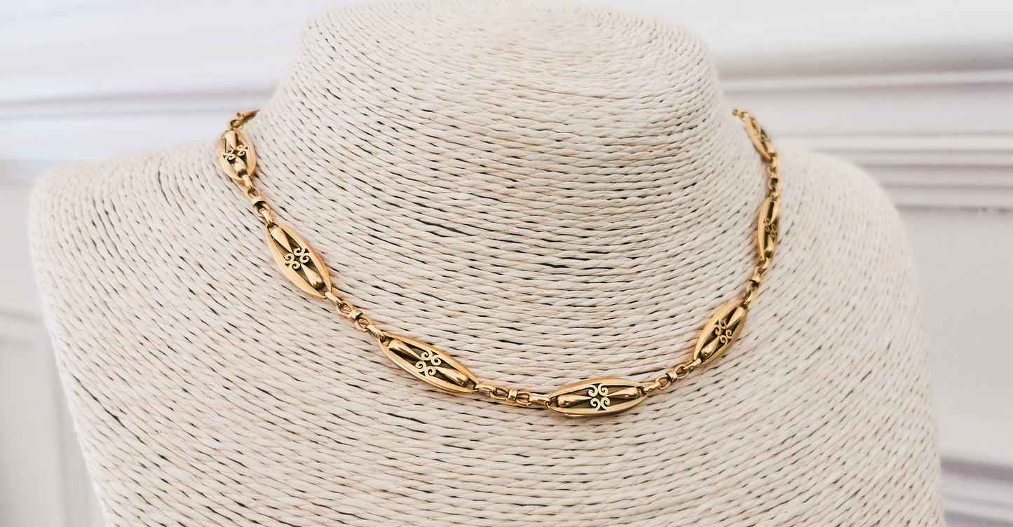 20.6g 18K Gold Chain Edwardian Antique Gold Chain Large Bolt 1900 Antique 18k Gold Watch Chain Antique Edwardian Gold Watch chain