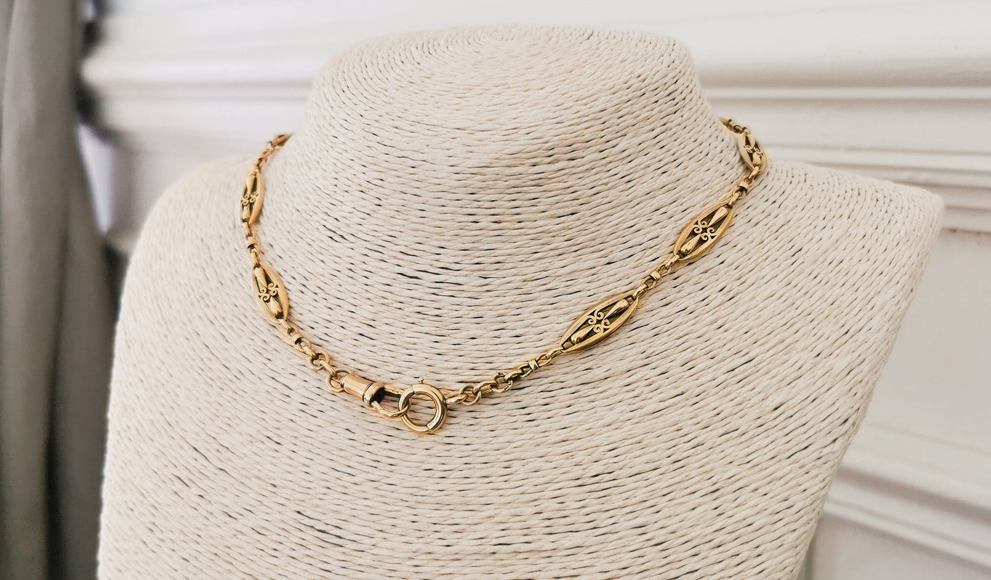 20.6g 18K Gold Chain Edwardian Antique Gold Chain Large Bolt 1900 Antique 18k Gold Watch Chain Antique Edwardian Gold Watch chain