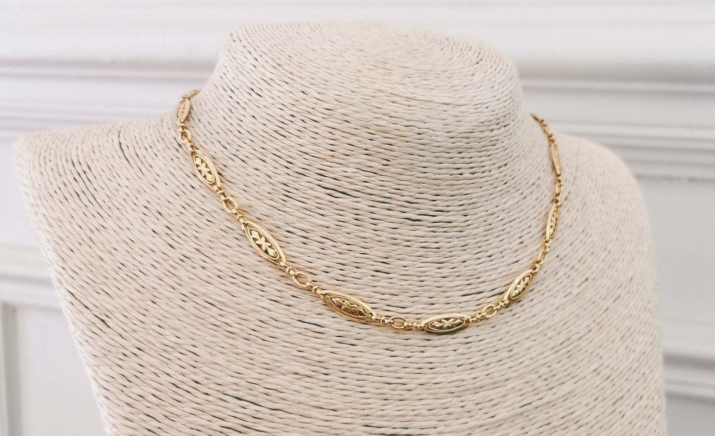 14.16g 18K Victorian Antique Gold French Chain 18K 1880s French Gold Necklace