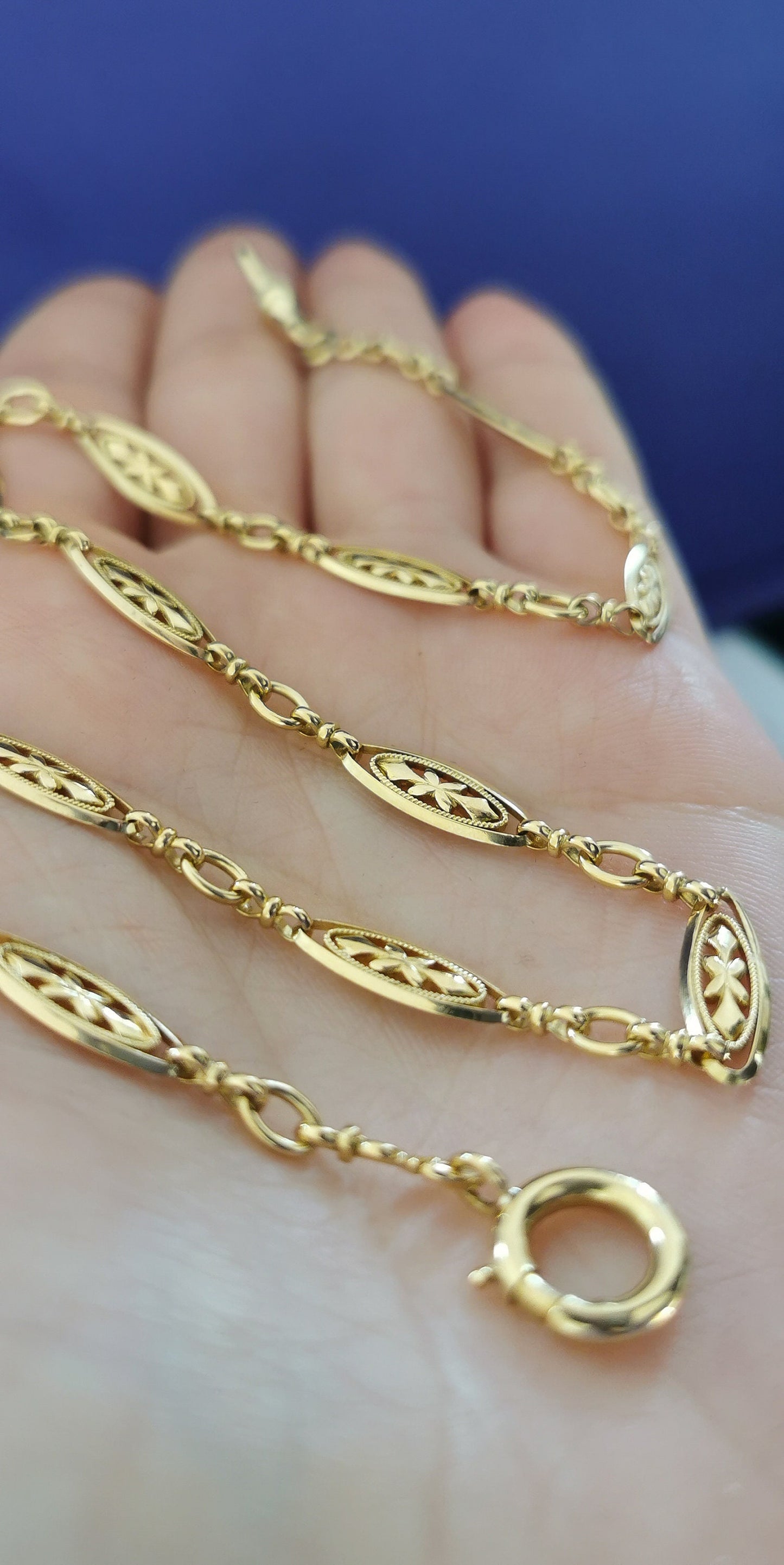 14.16g 18K Victorian Antique Gold French Chain 18K 1880s French Gold Necklace