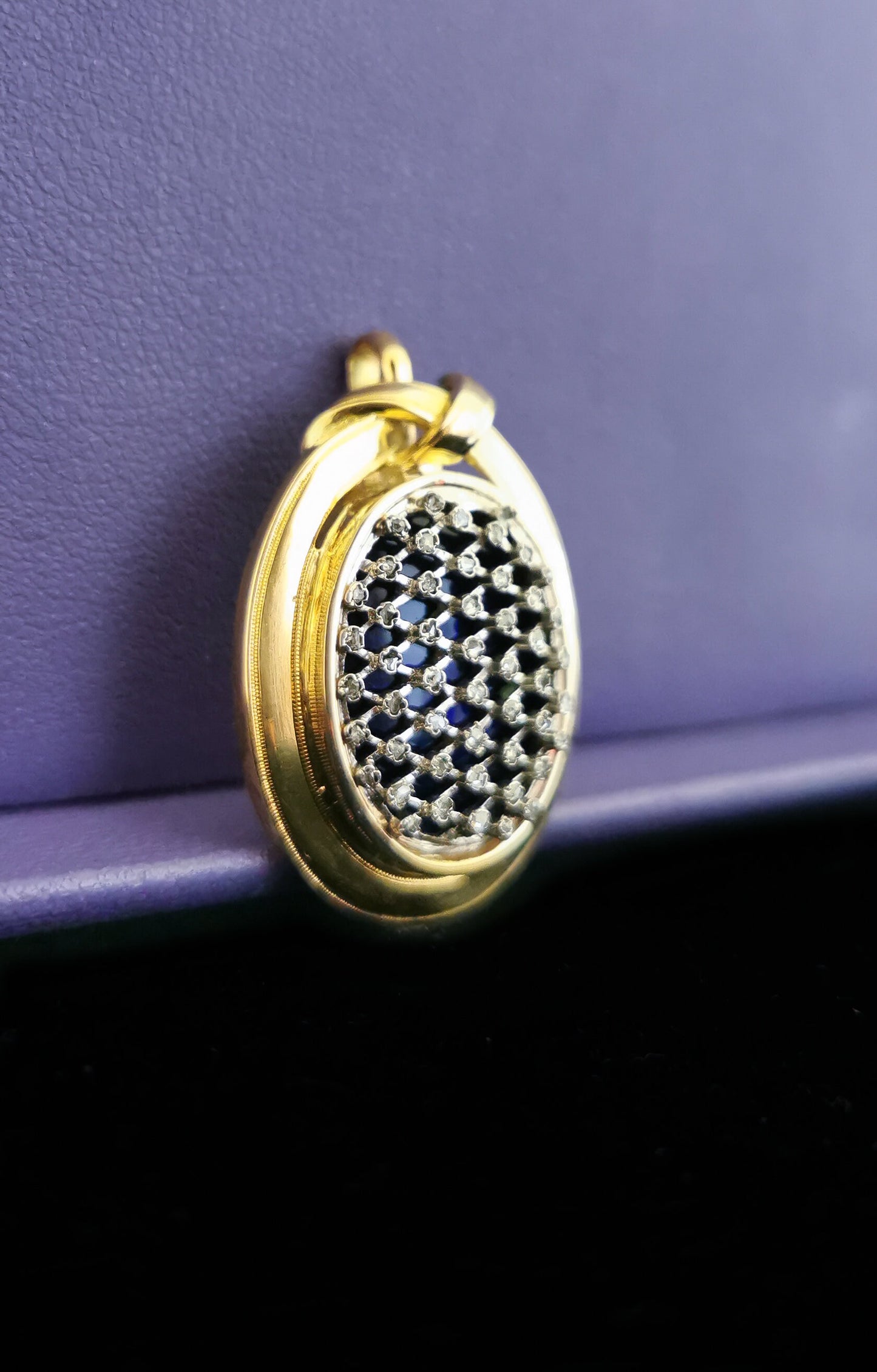 1850's 18K Diamonds & Enamel Gold Victorian Pendant