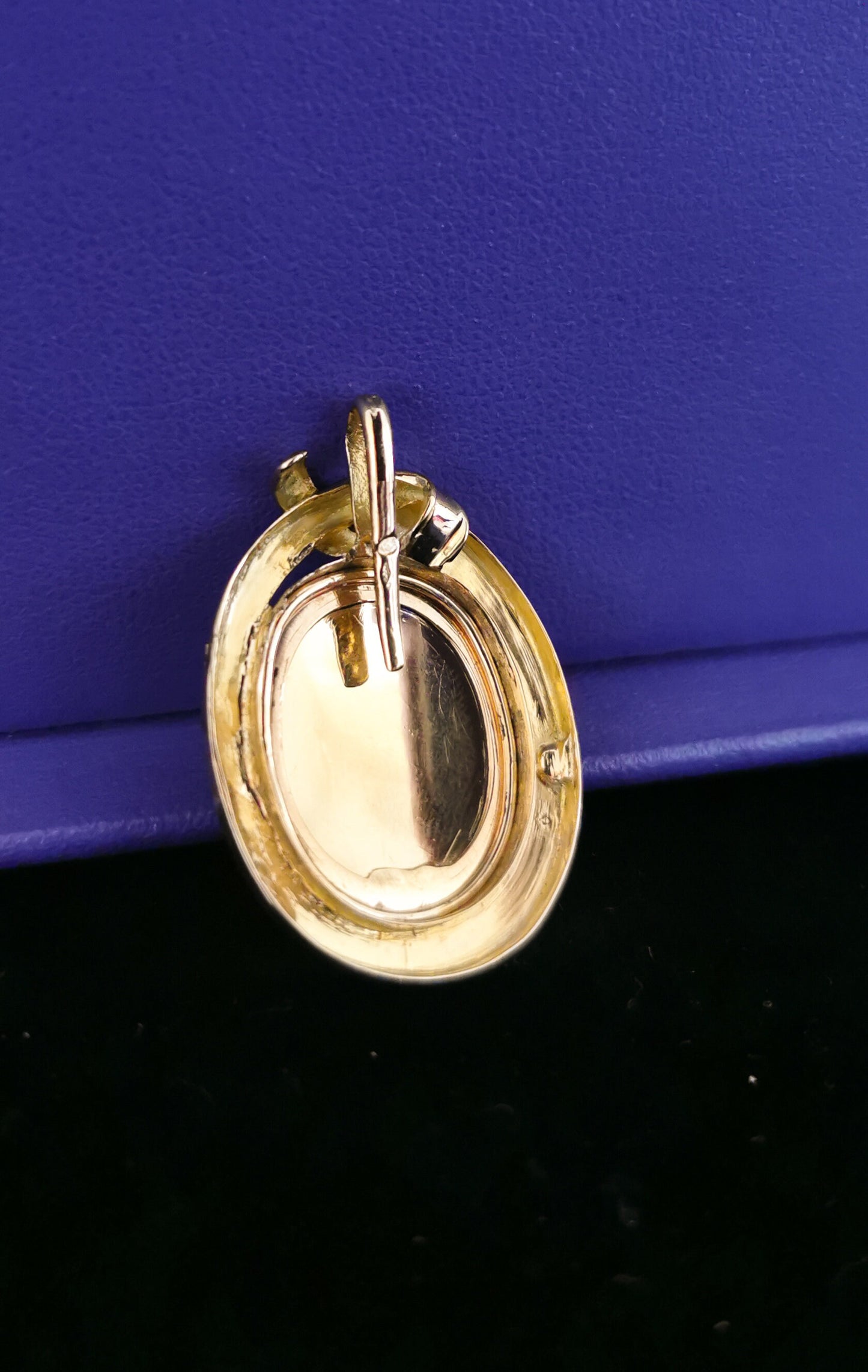 1850's 18K Diamonds & Enamel Gold Victorian Pendant