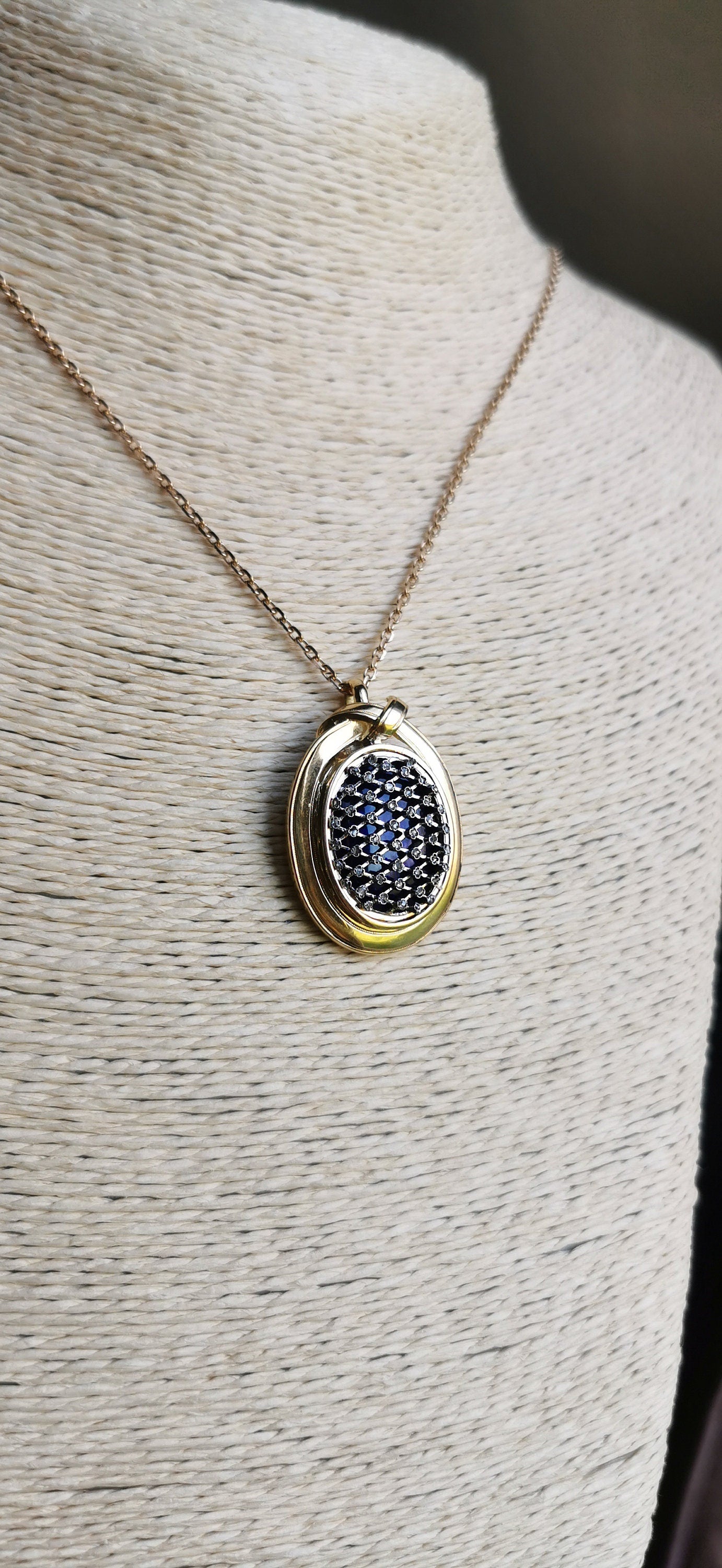 1850's 18K Diamonds & Enamel Gold Victorian Pendant