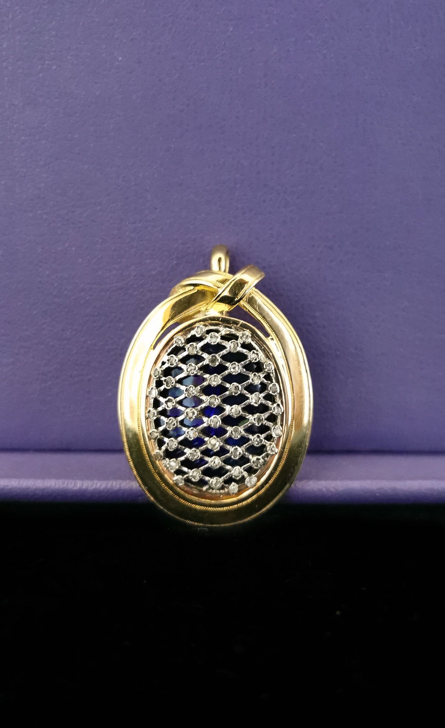 1850's 18K Diamonds & Enamel Gold Victorian Pendant