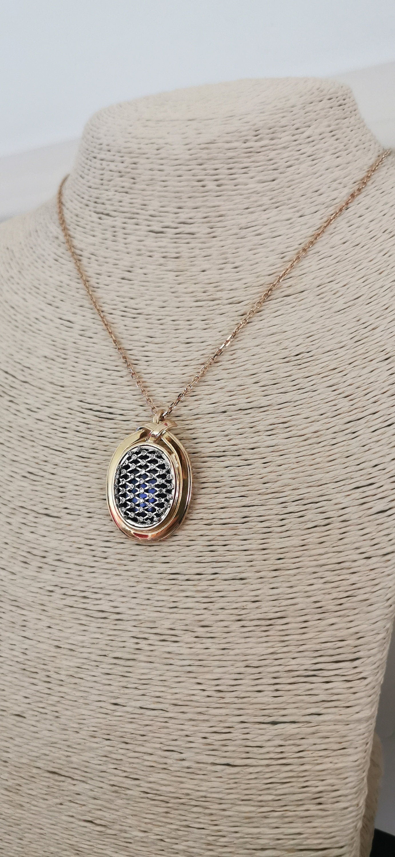 1850's 18K Diamonds & Enamel Gold Victorian Pendant