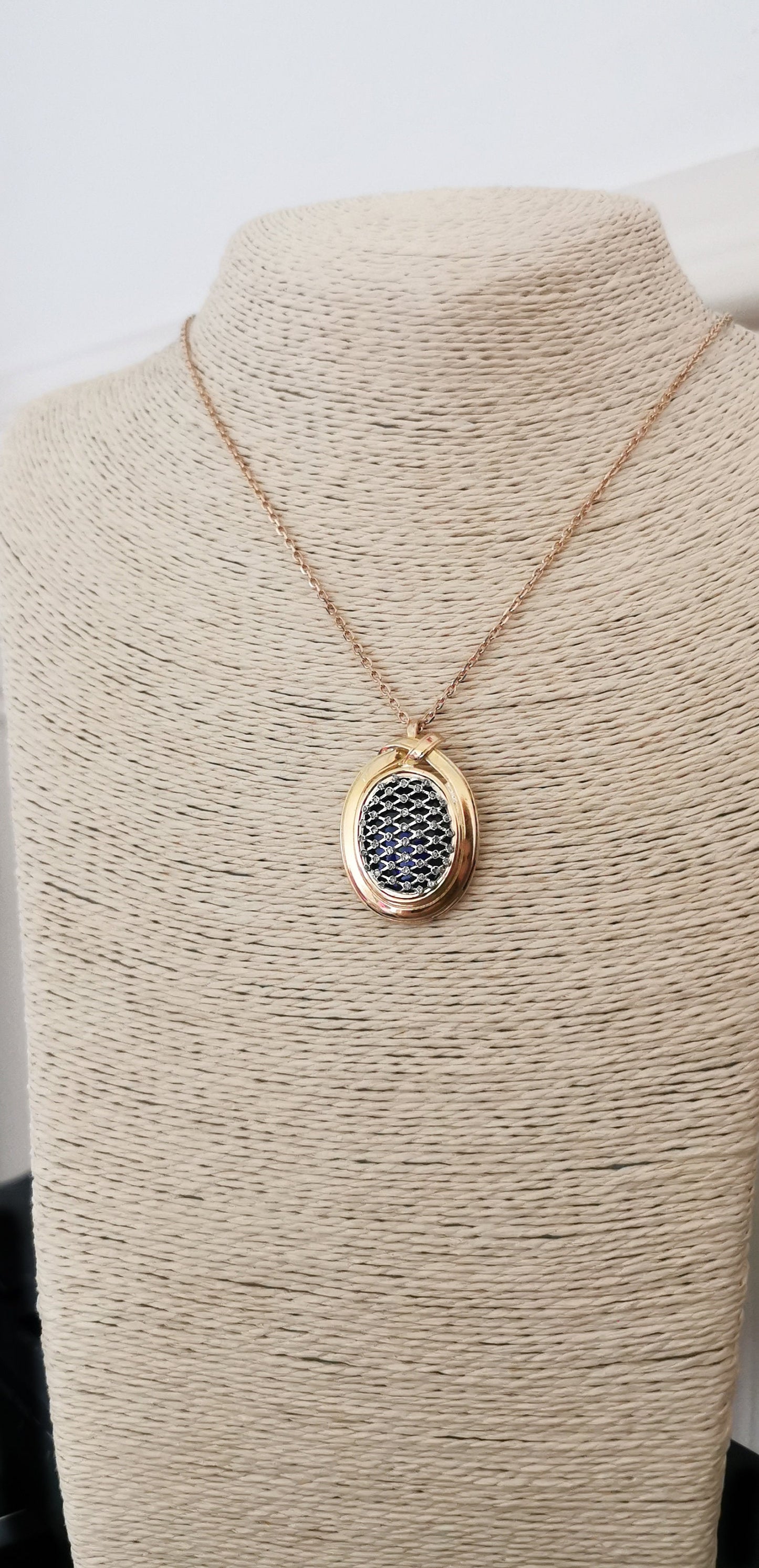 1850's 18K Diamonds & Enamel Gold Victorian Pendant