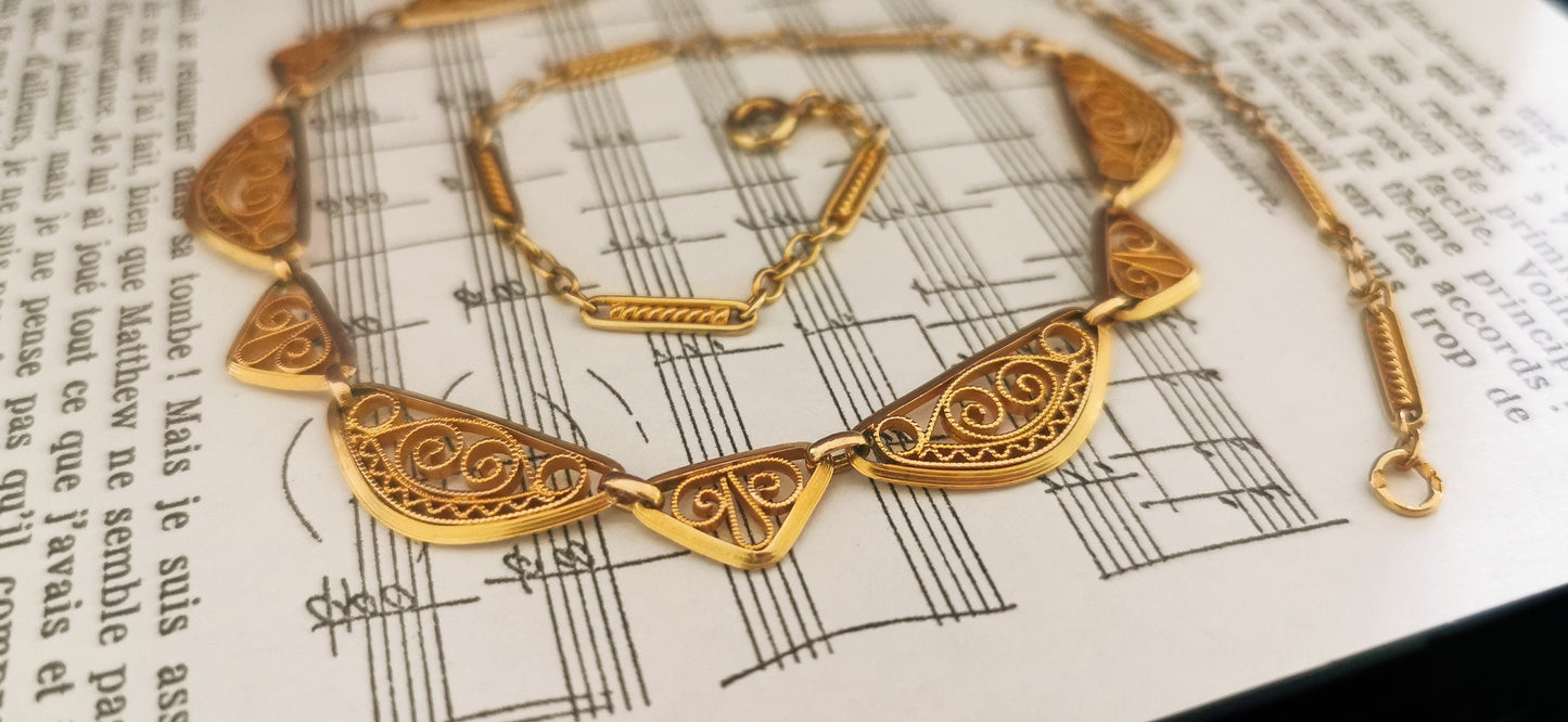 18K Edwardian Drapery Necklace 1900 Antique Drapery Necklace Antique French Gold Filigree Chain gift for her