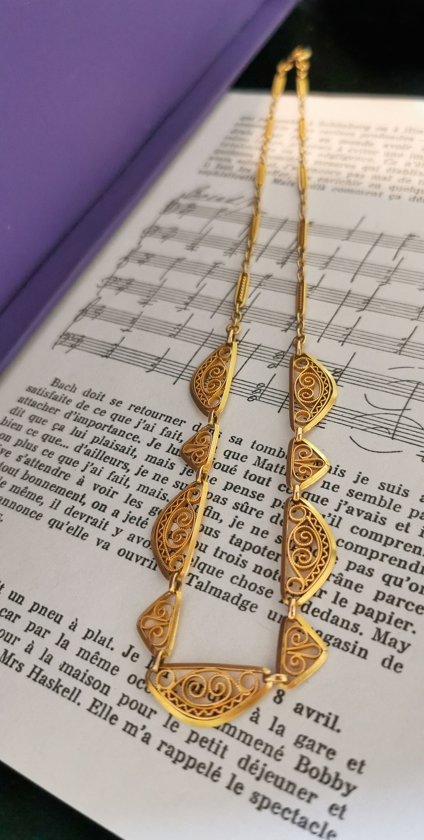 18K Edwardian Drapery Necklace 1900 Antique Drapery Necklace Antique French Gold Filigree Chain gift for her