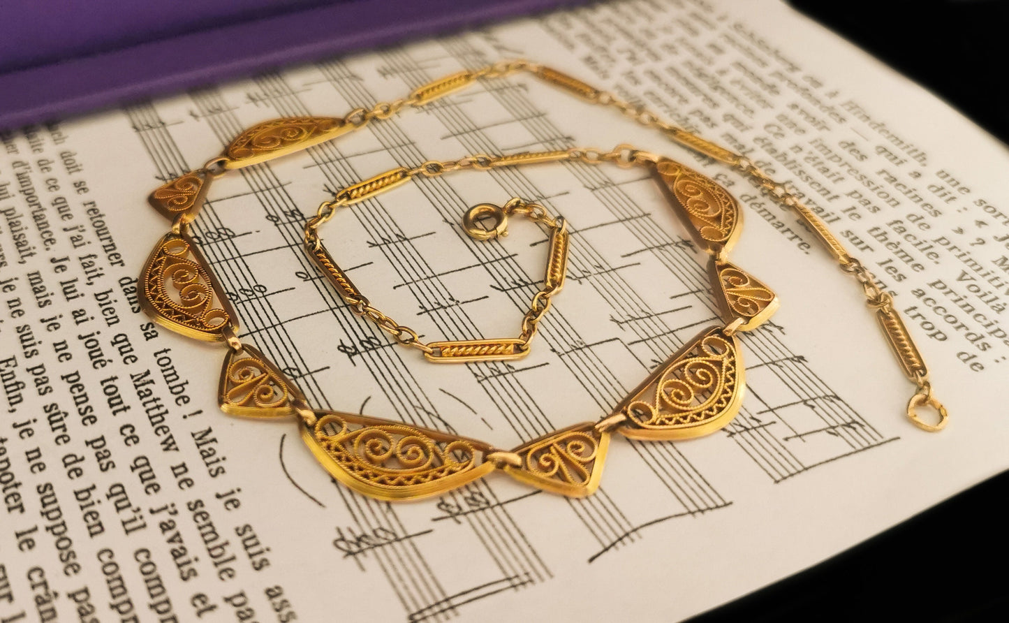 18K Edwardian Drapery Necklace 1900 Antique Drapery Necklace Antique French Gold Filigree Chain gift for her