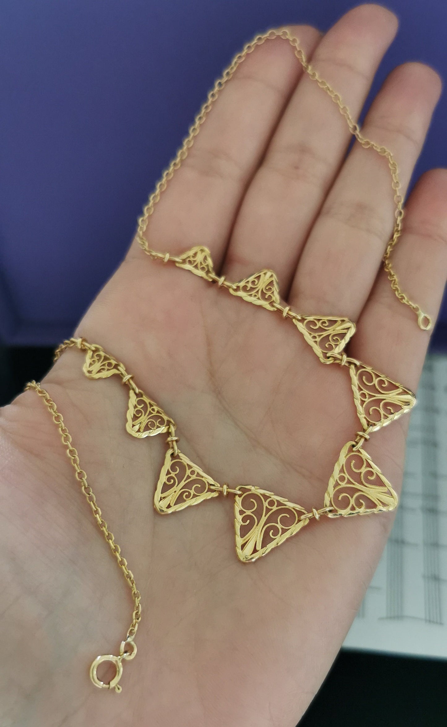 18K Edwardian Drapery Necklace 1900 Antique Drapery Necklace Antique French Gold Filigree Chain gift for her