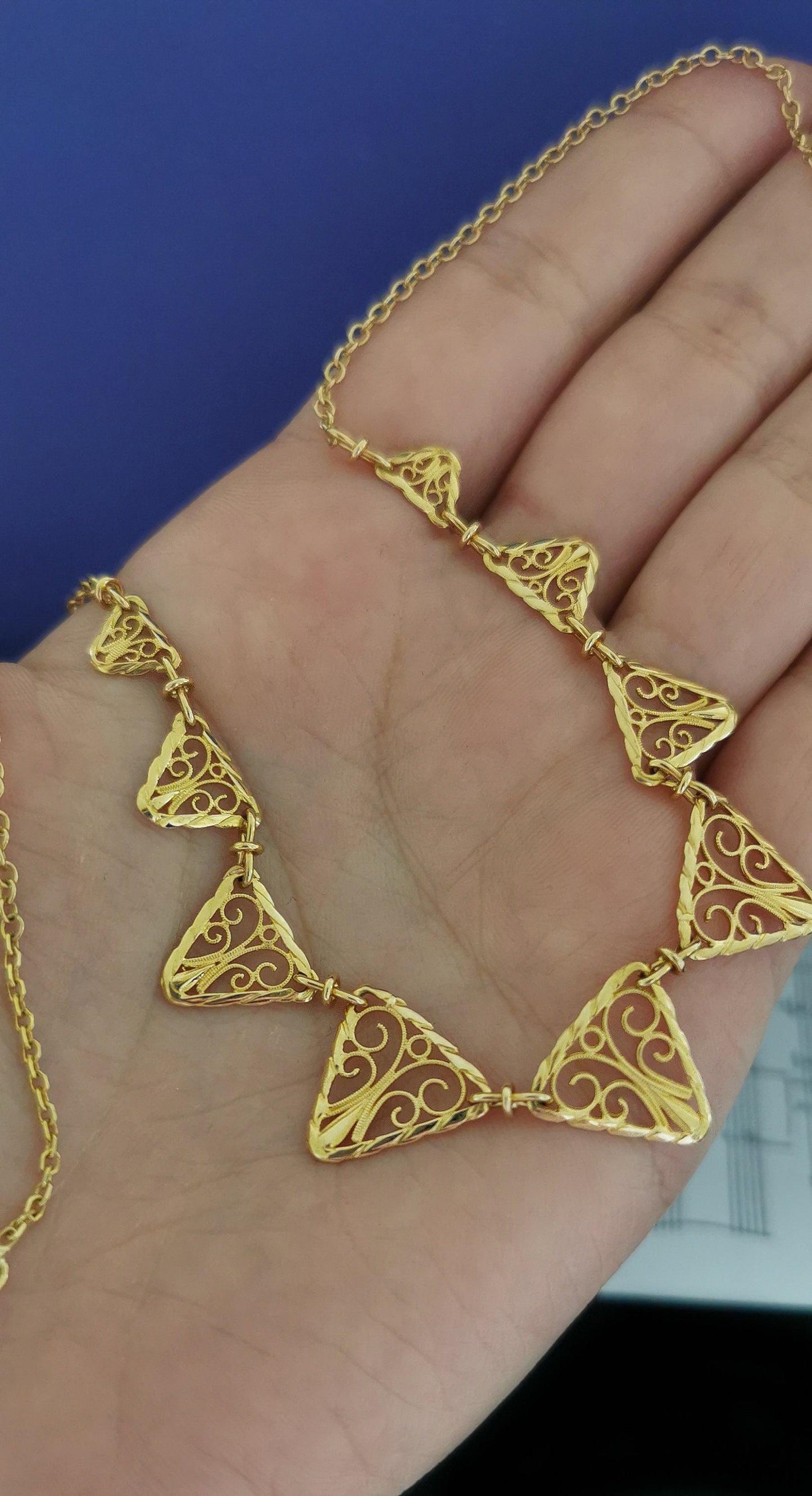 18K Edwardian Drapery Necklace 1900 Antique Drapery Necklace Antique French Gold Filigree Chain gift for her