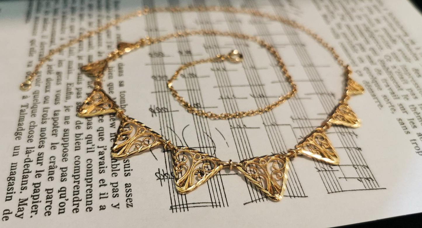 18K Edwardian Drapery Necklace 1900 Antique Drapery Necklace Antique French Gold Filigree Chain gift for her