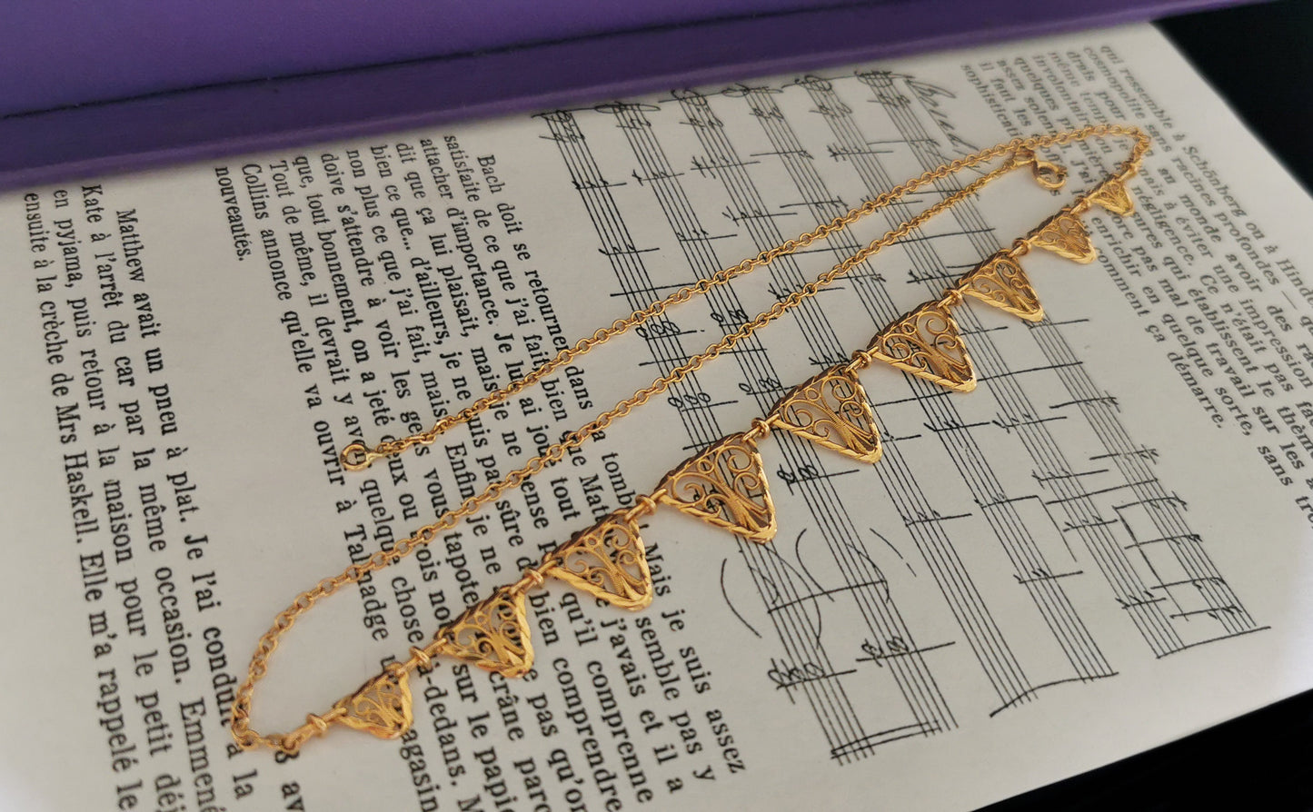 18K Edwardian Drapery Necklace 1900 Antique Drapery Necklace Antique French Gold Filigree Chain gift for her